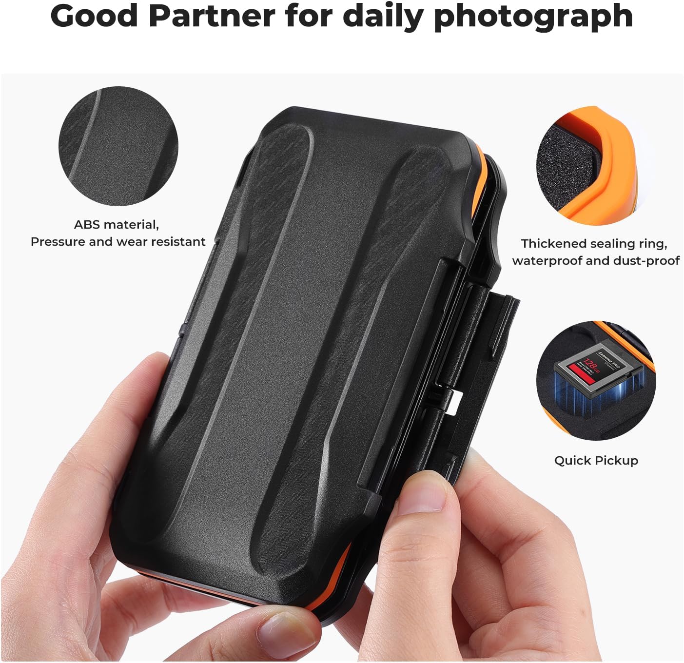 K&F Concept 6 Slots XQD Cfexpress Type-B Card Holder, Water-Resistant Memory Card Storage Carring Case, Shockproof Card Protection Box Organizer