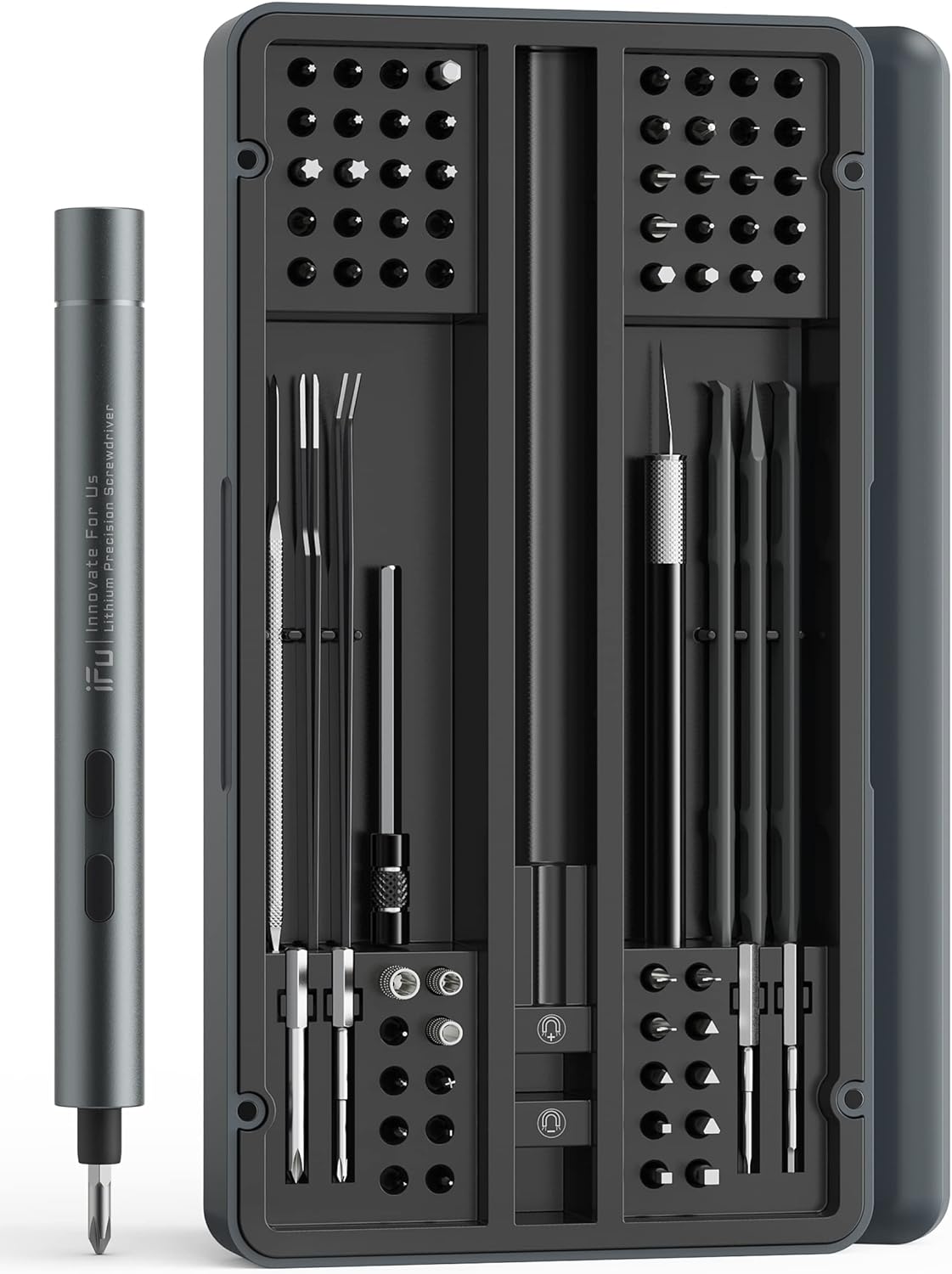 iFu Mini Electric Screwdriver, 90 in 1 Precision Screwdriver Set – Small Cordless Power Screwdriver with LED Light & 64 Magnetic Bits, Repair Tool for Phone Laptop Camera Watch Computer