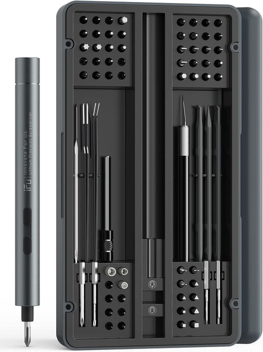 iFu Mini Electric Screwdriver, 90 in 1 Precision Screwdriver Set – Small Cordless Power Screwdriver with LED Light & 64 Magnetic Bits, Repair Tool for Phone Laptop Camera Watch Computer