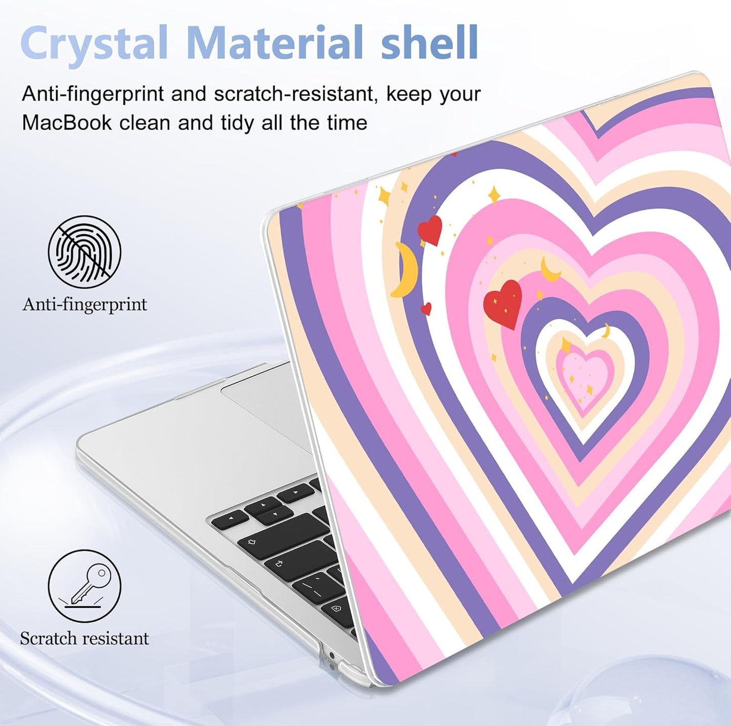 Case for MacBook Air 15 Inch 2025 2024 2023 Release M4 A3241 M3 A3114 M2 A2941, Hard Shell with Screen Protector & Keyboard Cover, Compatible with Touch ID, Wildflower Heart