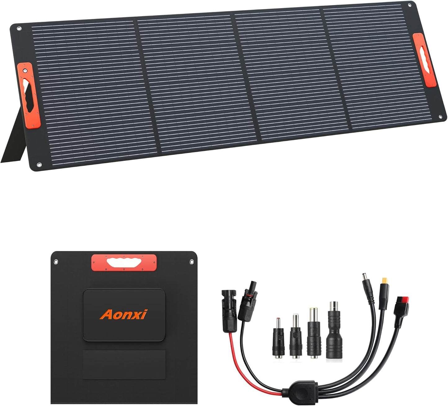 240W Portable Solar Panels for Power Station, Solar Angle Guide, Monocrystalline ETFE Foldable Solar Panel Charger with QC3.0 USB/Type-C, 20V DC Output Adjustable Kickstand for Outdoor Camping, RV