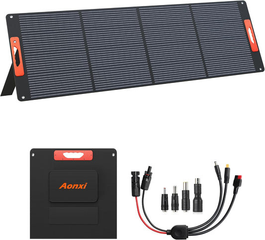 240W Portable Solar Panels for Power Station, Solar Angle Guide, Monocrystalline ETFE Foldable Solar Panel Charger with QC3.0 USB/Type-C, 20V DC Output Adjustable Kickstand for Outdoor Camping, RV