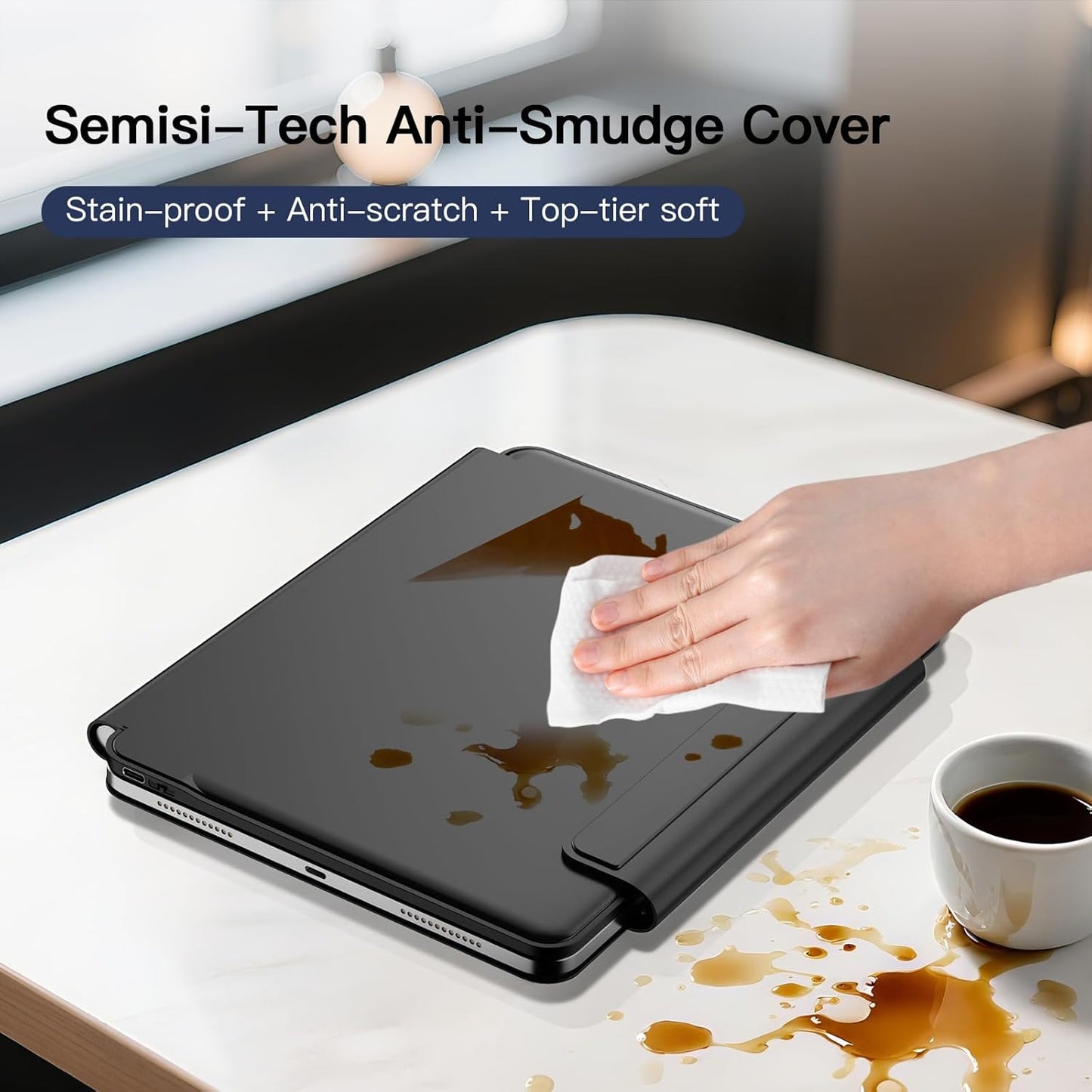 for iPad Air 13 inch Case with Keyboard (M3,2025 / M2,2024), iPad Pro 12.9 (6th/5th/4th/3rd Gen) Magic Keyboard, Springy Backlit Keys, Stain-Resistant Surface, Multi-Touch Trackpad, Black