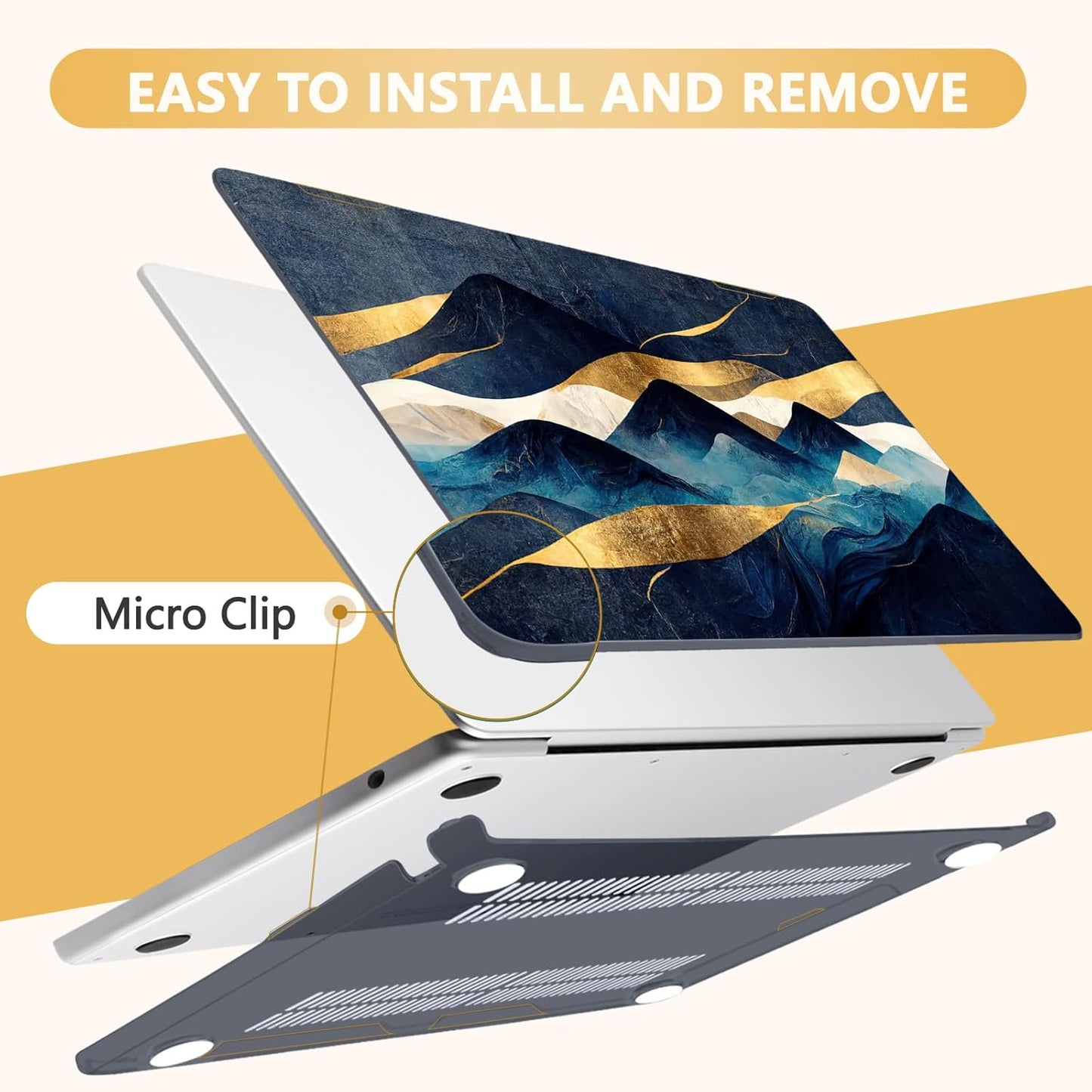 Compatible with MacBook Air 13.6 inch Case, M4 A3240/M3 A3113/M2 A2681 (Released 2025 to 2022), Hard Shell, Keyboard Cover, Screen Protector, Webcam Cover & Type-C Adapter, Mountain