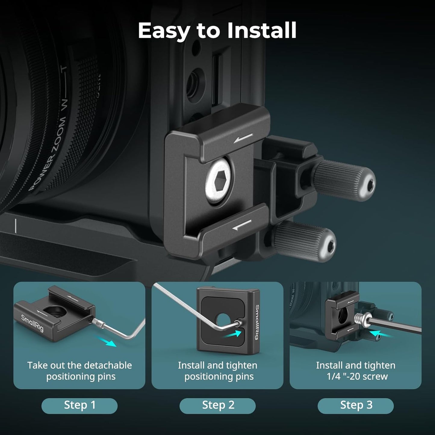 SmallRig Anti-Twist Cold Shoe Mount Adapter (2pcs) with 1/4"-20 Screws, for Flash LED Light Monitor Microphone, with Anti Twist Pins, Compatible with SmallRig Cage - 5032