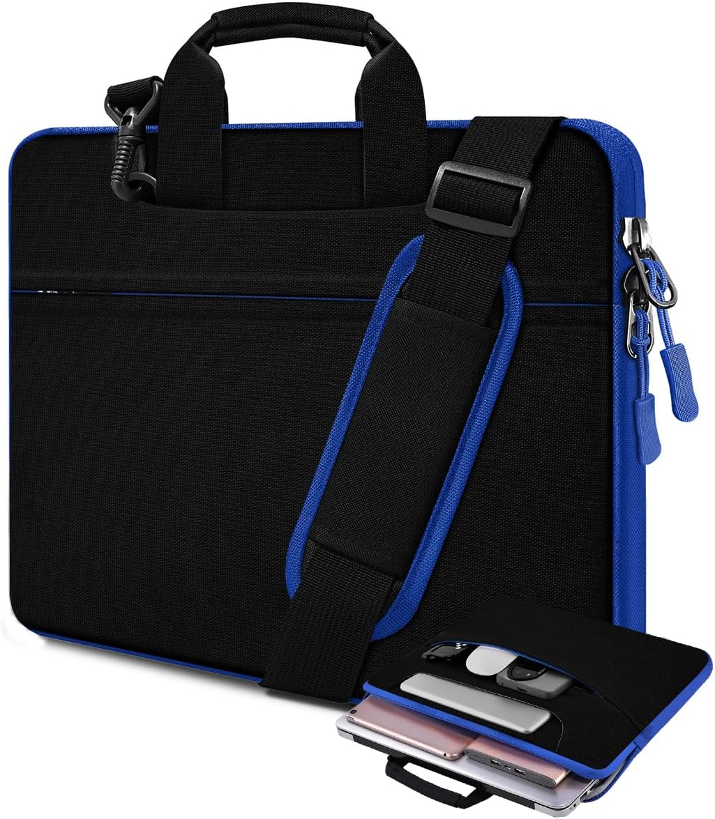 Universal Laptop Shoulder Bag 13-17.3 Inch Shockproof Briefcase with Multi-Pockets & Adjustable Strap for MacBook Pro/Air