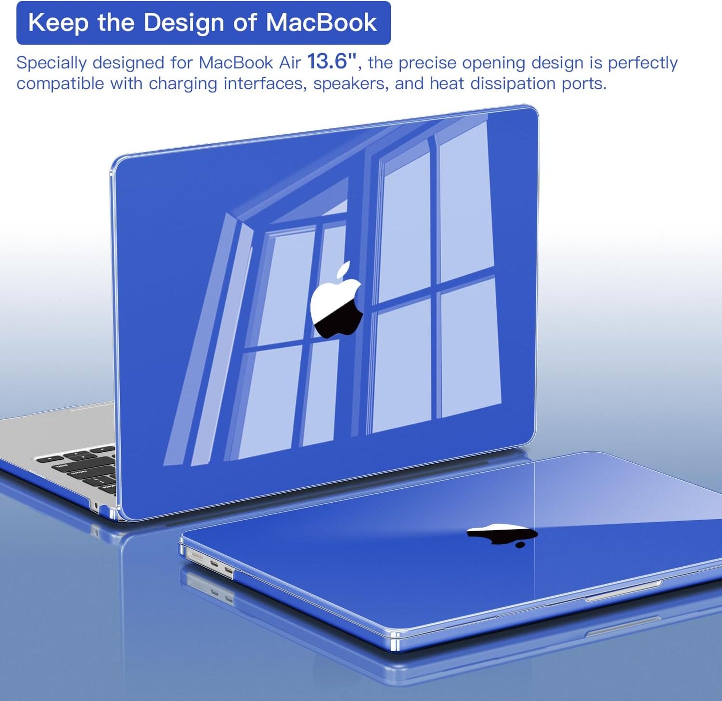 CISSOOK Compatible with MacBook Air 13.6 inch Case Blue 2022 2024 2025 Release Model A2681 A3113 A3240 with Touch ID, Hard Shell Case with Keyboard Cover for MacBook Air 13 M2 M3 M4, Blue