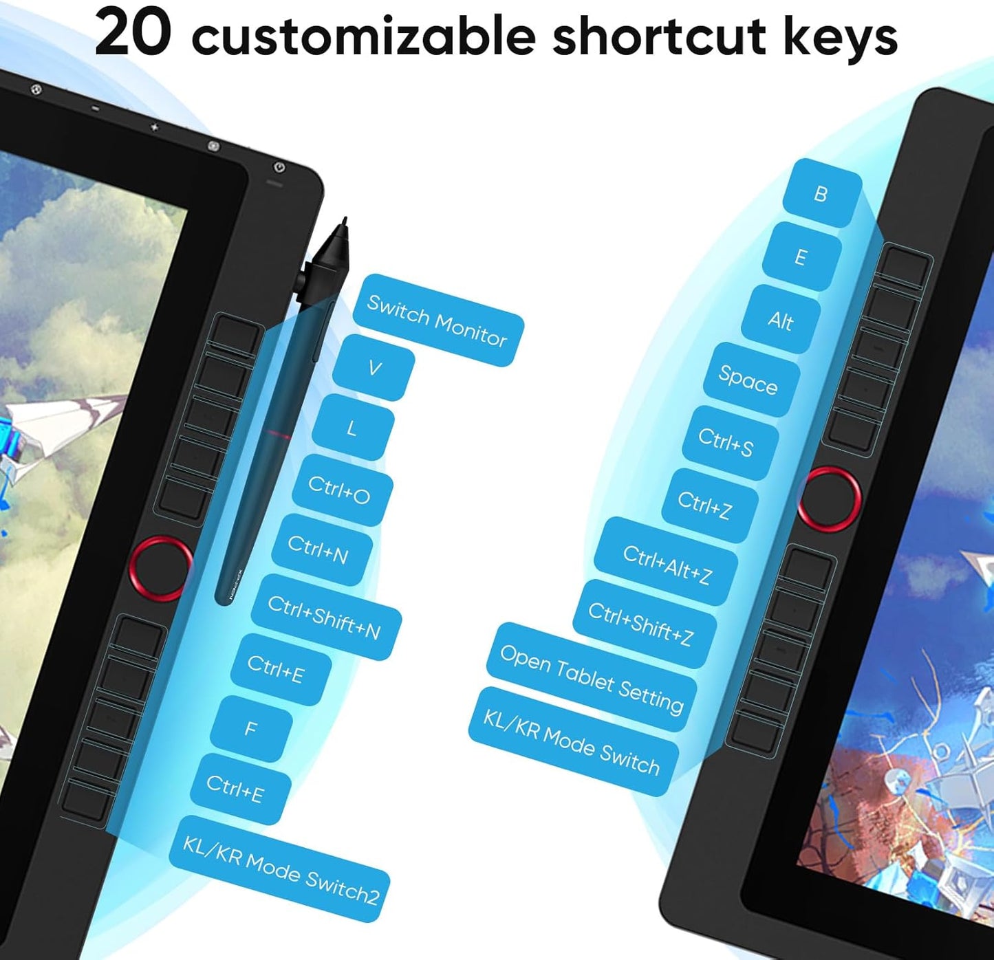 Drawing Tablet with Screen XPPen Artist 22R pro Computer Graphics Tablet 120% sRGB with Battery-Free Stylus Full-Laminated Technology, 21.5 inch Pen Display with 20 Shortcut Keys & 2 Red Dial(Black)