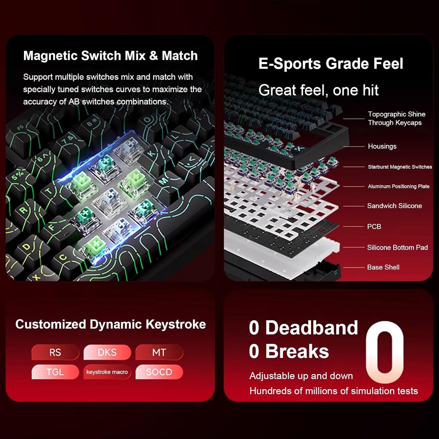 Hyekit x MCHOSE Jet 75 75% Wired Magnetic Switch Mechanical Gaming Keyboard, Rapid Trigger Hall Effect Keyboard, Hyper-Fast Adjustable Actuation, 8K Hz Polling Rate, RGB HotSwap, for PC/Mac, Black