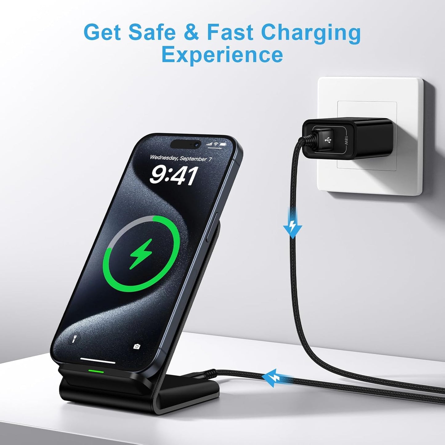 Pixel 9 10 Wireless Charger 15W Fast Charging for Google Pixel 10 9A 9 Pro XL Fold 8A 8 Pro 7A 7 6 Pro,Android Wireless Phone Charging Stand & QC Charger for Samsung Galaxy Z Fold Flip 6 S25 S24 S23