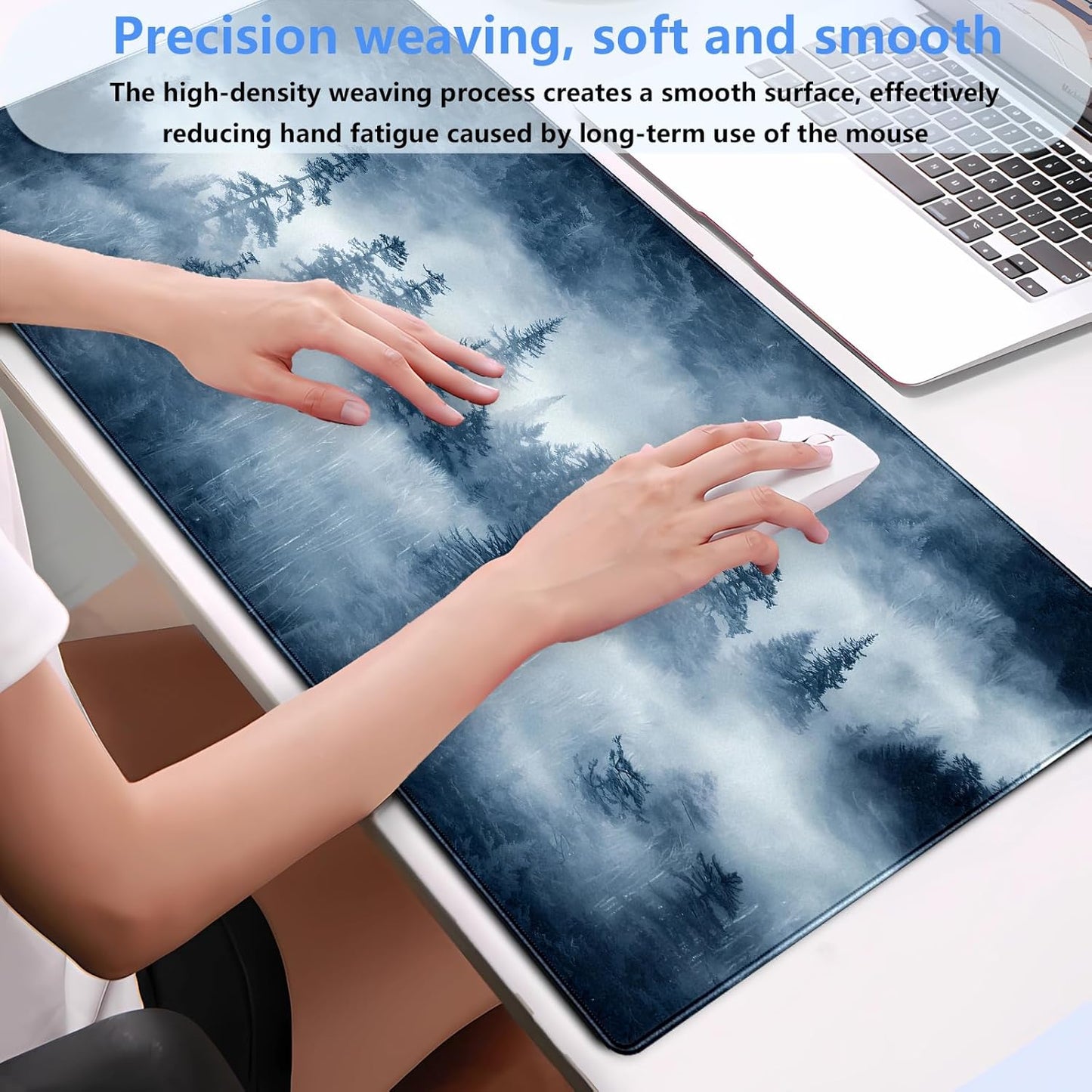 Forest Nature Scenery Mountain Desk Pad Extra Large 31.5"x15.7" Gaming Mouse Pad XL Keyboard Mat for Office Laptop Computer Desk Decor