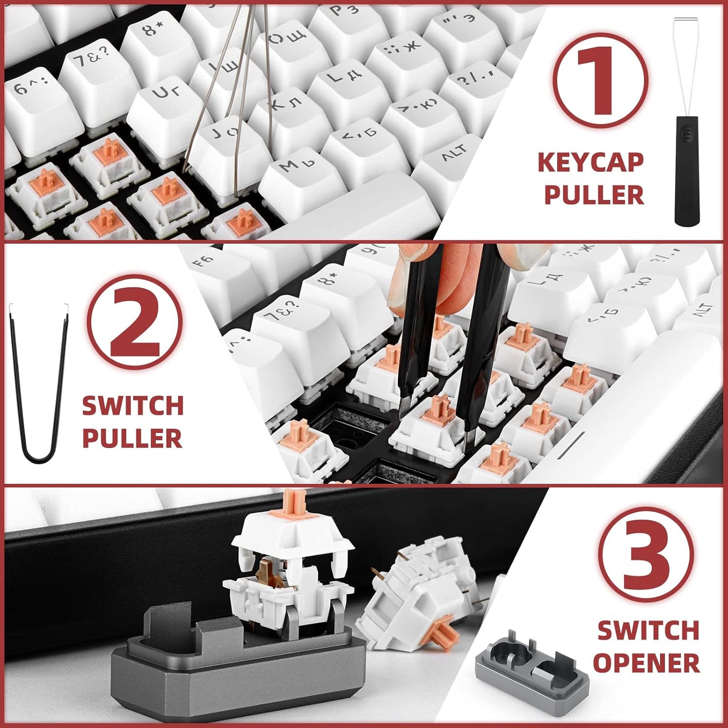 YIMAGUJRX RUNJRX 44 Keyboard Switches Acrylic Lube Station,Switch Films 120Pcs,Switch Opener for MX Cherry Kailh Akko,Lube Tool for Mechanical Keyboard