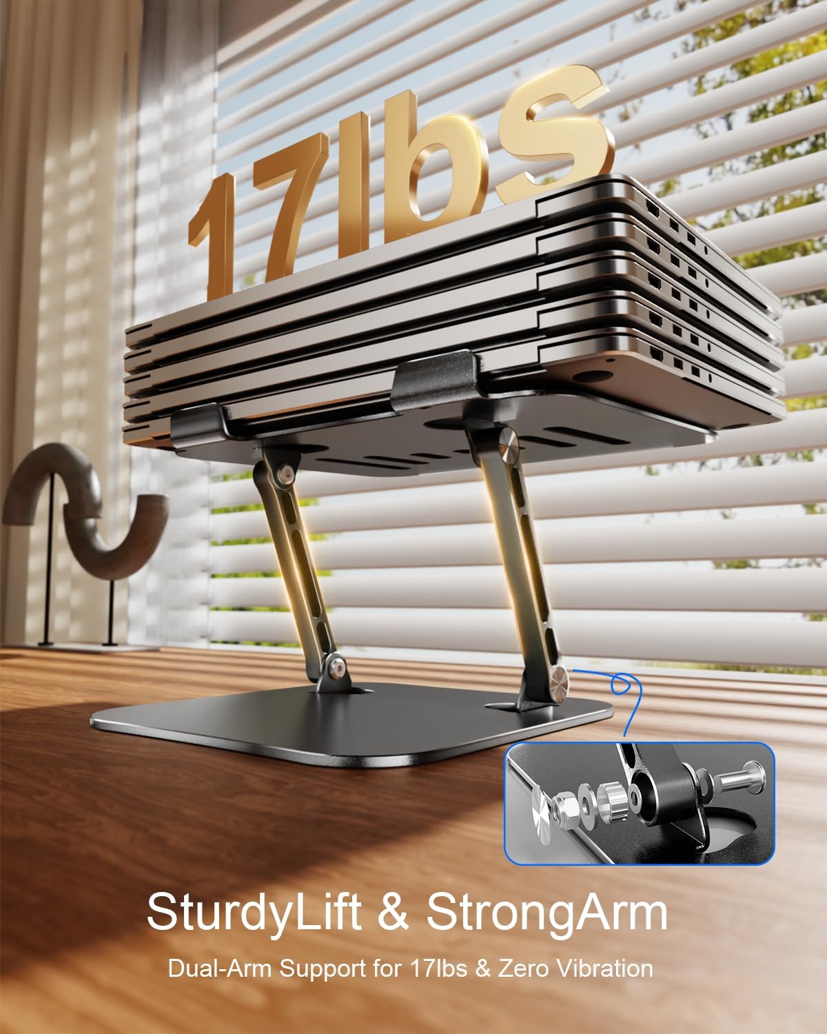 Laptop Stand Adjustable MacBook Stand for Desk Aluminum Notebook Holder Ergonomic Computer Riser Portable Desktop Stand Compatible with All MacBook Notebook Laptop 10-17 Inch