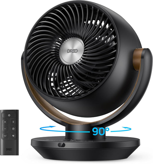 Dreo Fan for Bedroom, Desk Air Circulator Fan with Remote, 11 Inch Table Fans for Whole Room, 60ft Powerful Airflow, 120° Vertical Manual +90° Oscillating, 4 Speeds, 8H Timer, Quiet Fan, Home