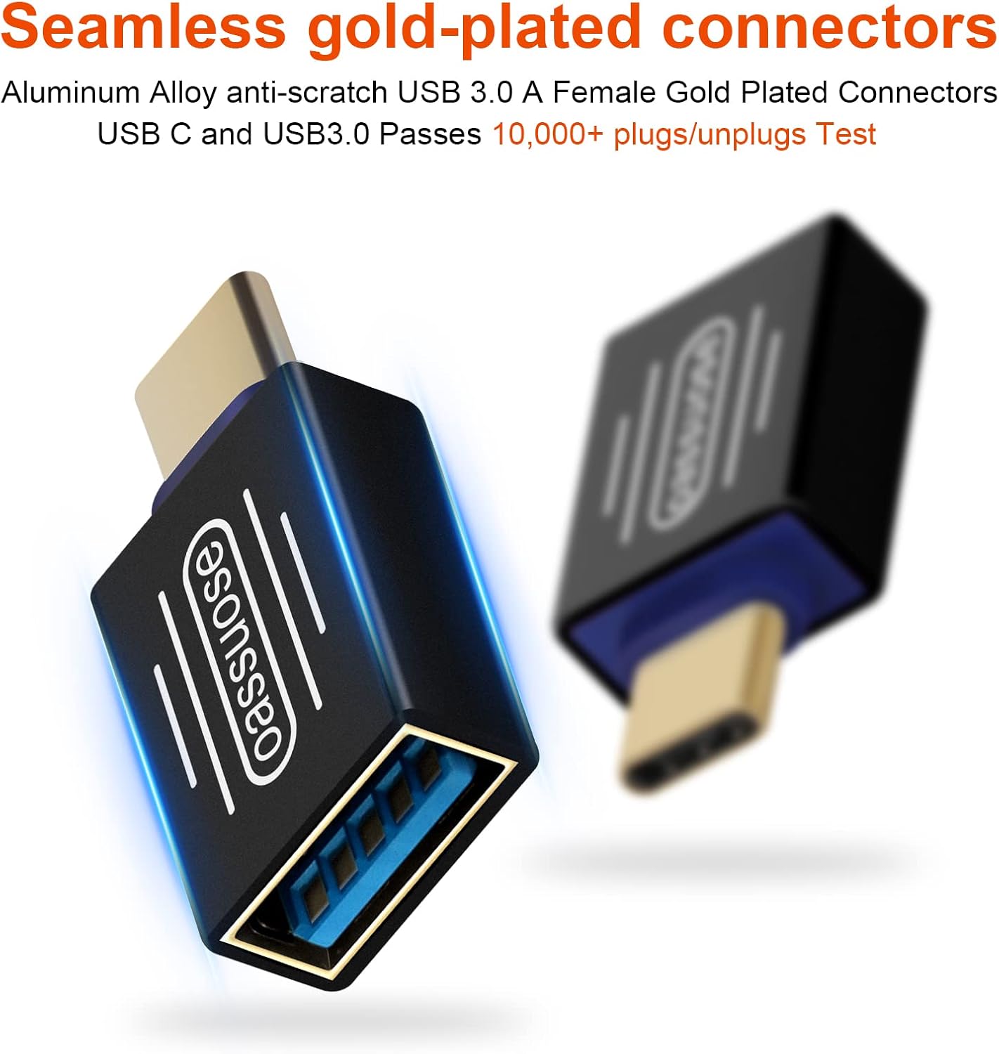 4-Pack USB C to USB Adapter(Gold-Plated),Thunderbolt 3 Male to USB 3.0 Female OTG Adapter for MacBook Pro,iMac,iPad Pro,Pixelbook,Chromebook,Microsoft Surface Go and Other Type C Device(Black)