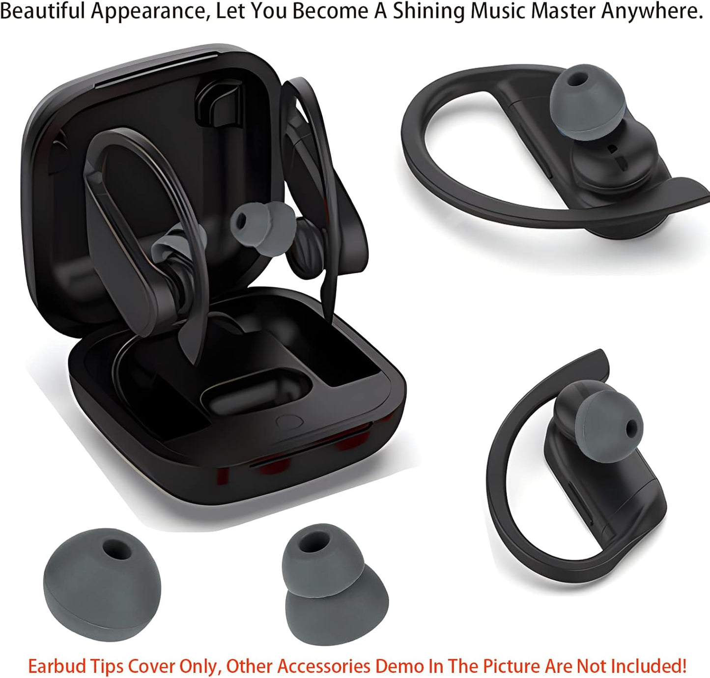 Earbud Tips Earbud Replacement Tips Replacement Earbud Tips Earbud Covers Replacement Ear Pads Earbud Rubber Tips Ear Tips for Powerbeats Pro Beats Wireless Earphone Headphones 4 Pairs (Dark Gray)