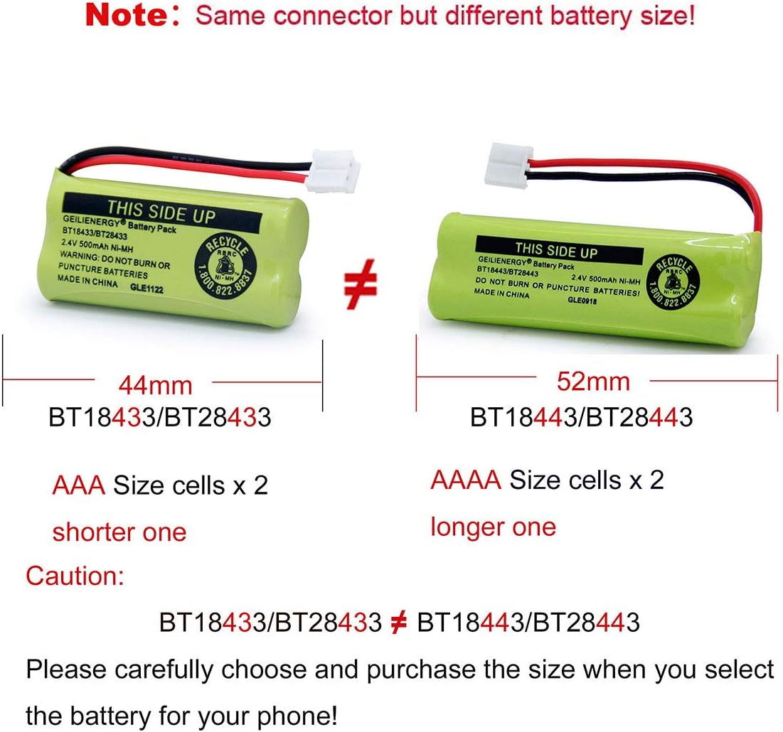 GEILIENERGY BT18433 BT28433 BT184342 BT284342 BT183348 BT283348 BT-1011 Replacement Battery Compatible for Phone CS6209 CS6219 CS6229 DS6151 89-1330-01-00 CPH-515D(Pack of 3)