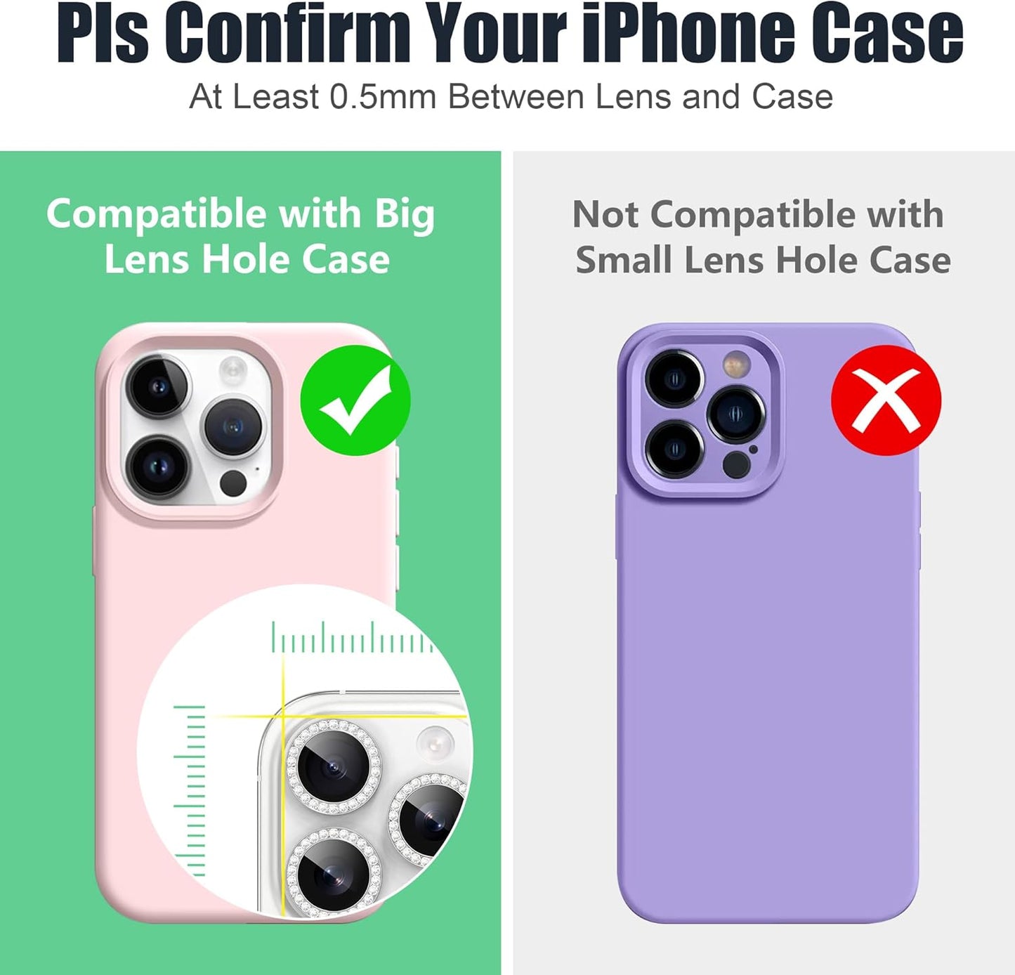 AGVEE 3+3 6 Pack for iPhone 16 Pro 6.3" / 16 Pro Max 6.9" Camera Lens Cover Protector, Bling Diamond & Bling Glitter Metal Ring 9H Tempered HD Glass Camera Cover Protector Film, Bling-Silver