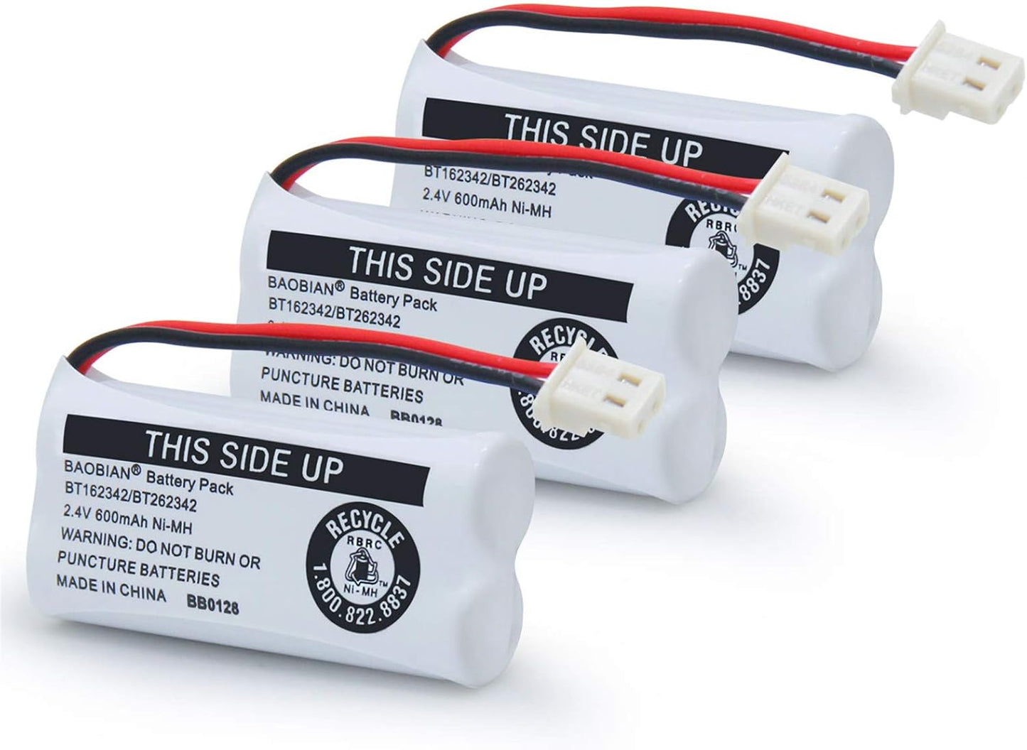 BT162342/BT262342 Cordless Phone Batteries BT183342/BT283342 BT166342/BT266342 CS6114 CS6419 CS6719 EL52300 CL80111 2.4V 600mah Ni-Mh (3 Pack)