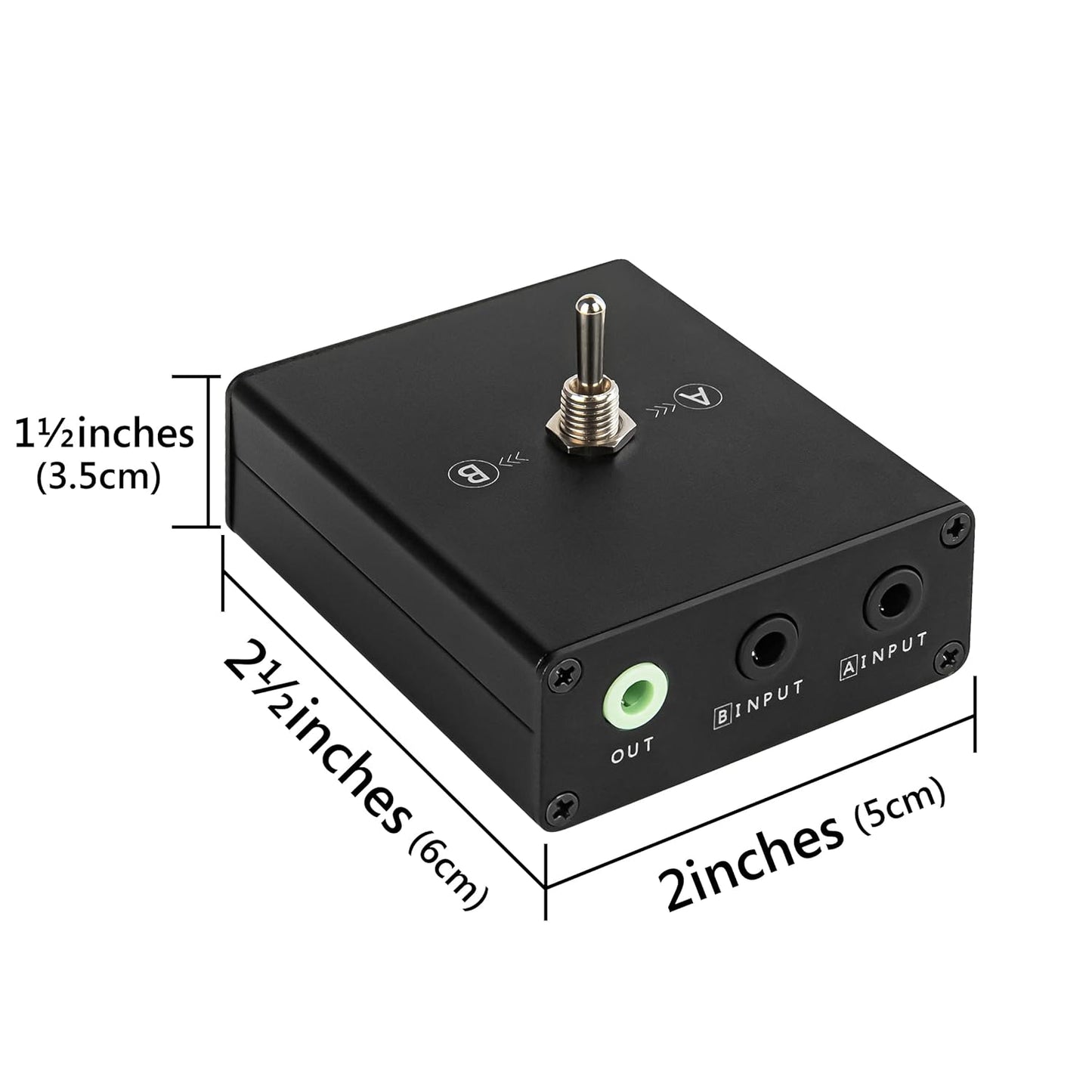 3.5 mm Audio Switcher, 2 Ports Audio Splitter Box (2 in 1 Out / 1 in 2 Out) Mini Headphone Manual Selector Converter with Bonus 47.2 in (120 cm) Cable, No External Power Required