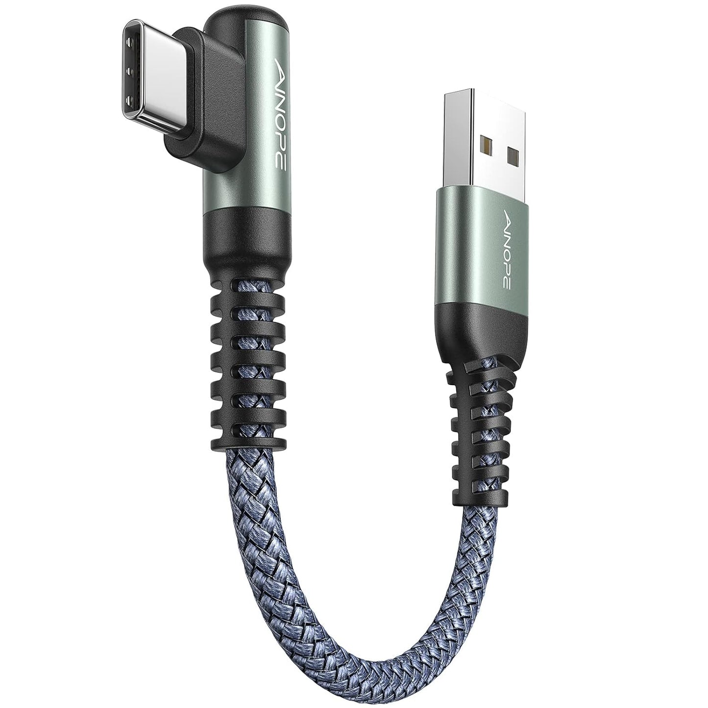 AINOPE USB C Cable 0.5ft, 3.1A Type C Charger Fast Charging Cable Right Angle, Durable Nylon Braided USB C Charging Cable Compatible with Galaxy S10 S9 Plus S21, Note 10 9 LG, Type C Charger Cable