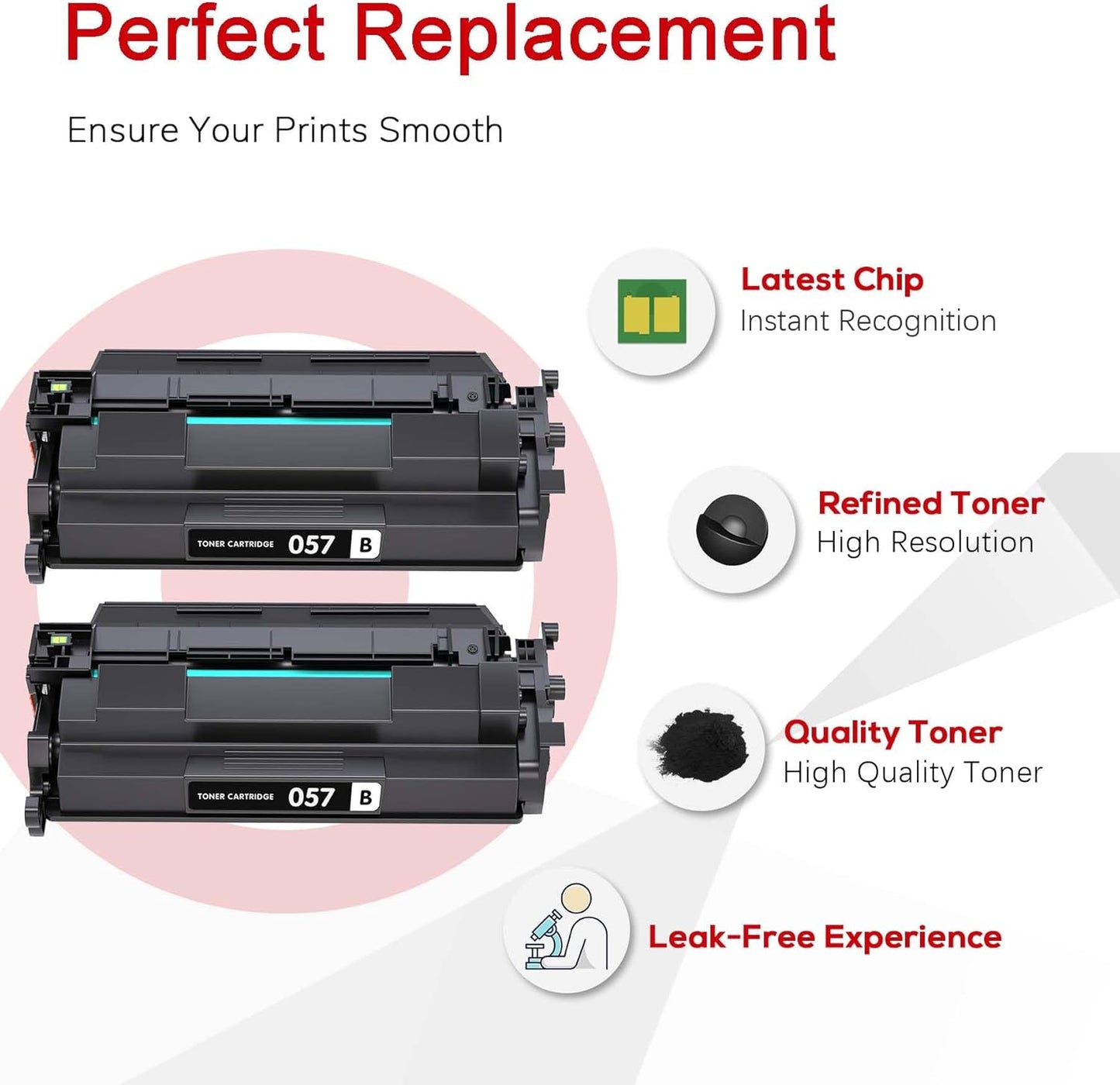Compatible 057 Toner Cartridge with Display Capacity Chip Replacement for Canon 057 057H CRG-057 Works with Canon imageCLASS MF455dw MF445dw LBP226dw LBP227dw LBP228dw Printer(057 Black x2 )