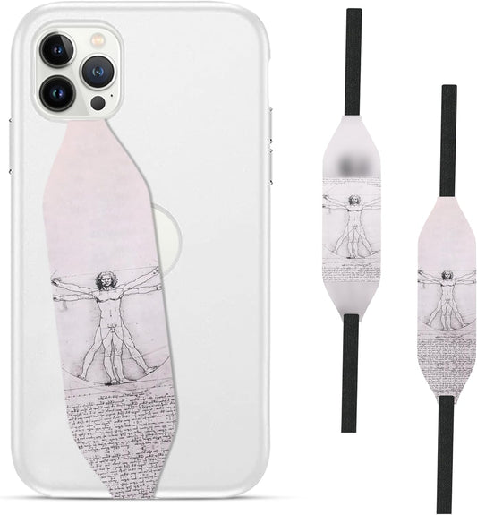 Customizable Universal Phone Grip Strap | Reversible Phone Hand Strap for Phone Cases as Phone Loop Holder| Secure handling by Comfortable Phone Strap - Vitruvian Man