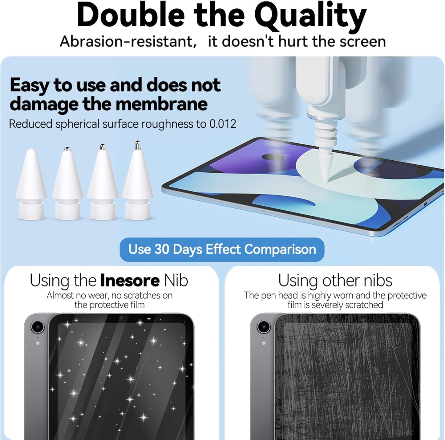 Inesore 8 Pack for Apple Pencil Tips Replacement Accessories,Compatible with Apple Pencil Pro/2nd Generation/1st Generation/USB C,iPencil Nib for iPad Pro/Air/Mini,for Drawing Writing