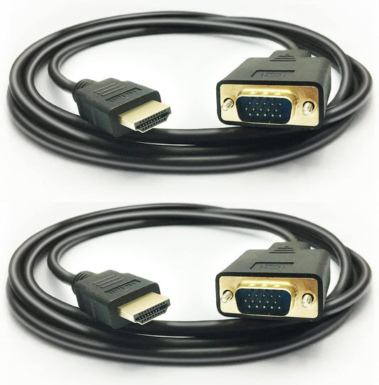 HDMI to VGA Cable, 1080P HDMI Male to VGA Male M/M Video Converter Cord vga Adapter Compatible with hdmi Desktop, Laptop, DVD to 15 Pin D-SUB HDTV Monitor Projector (2Pack)