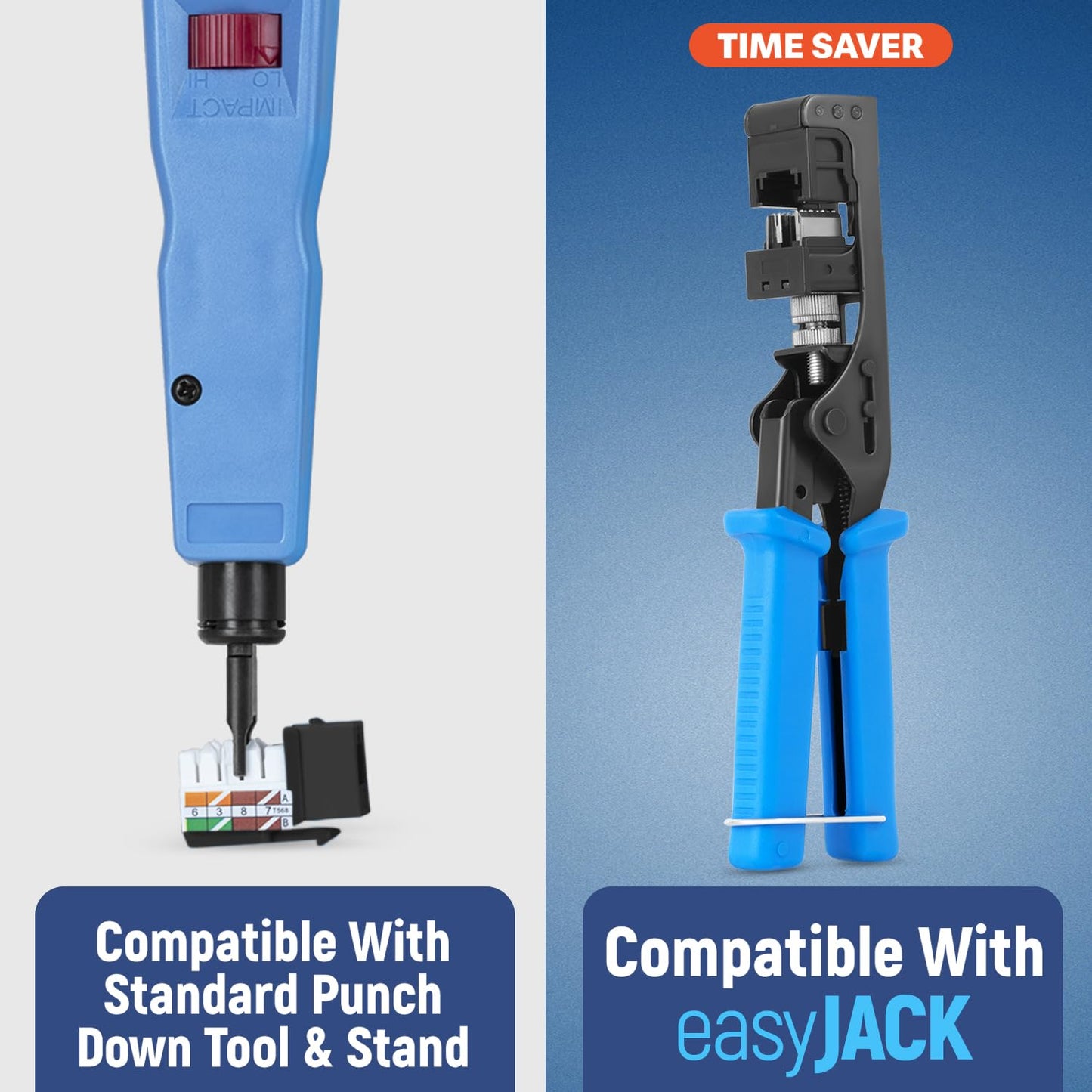 Everest 90° Angled RJ45 Cat6A Keystone Jacks 50-Pack in Black - Slim Profile Female RJ45 Connectors - Cat 6A Keystone Jack - Compatible with 90° Angled Speed Termination Tool - easyJACK (B094WB91H3)