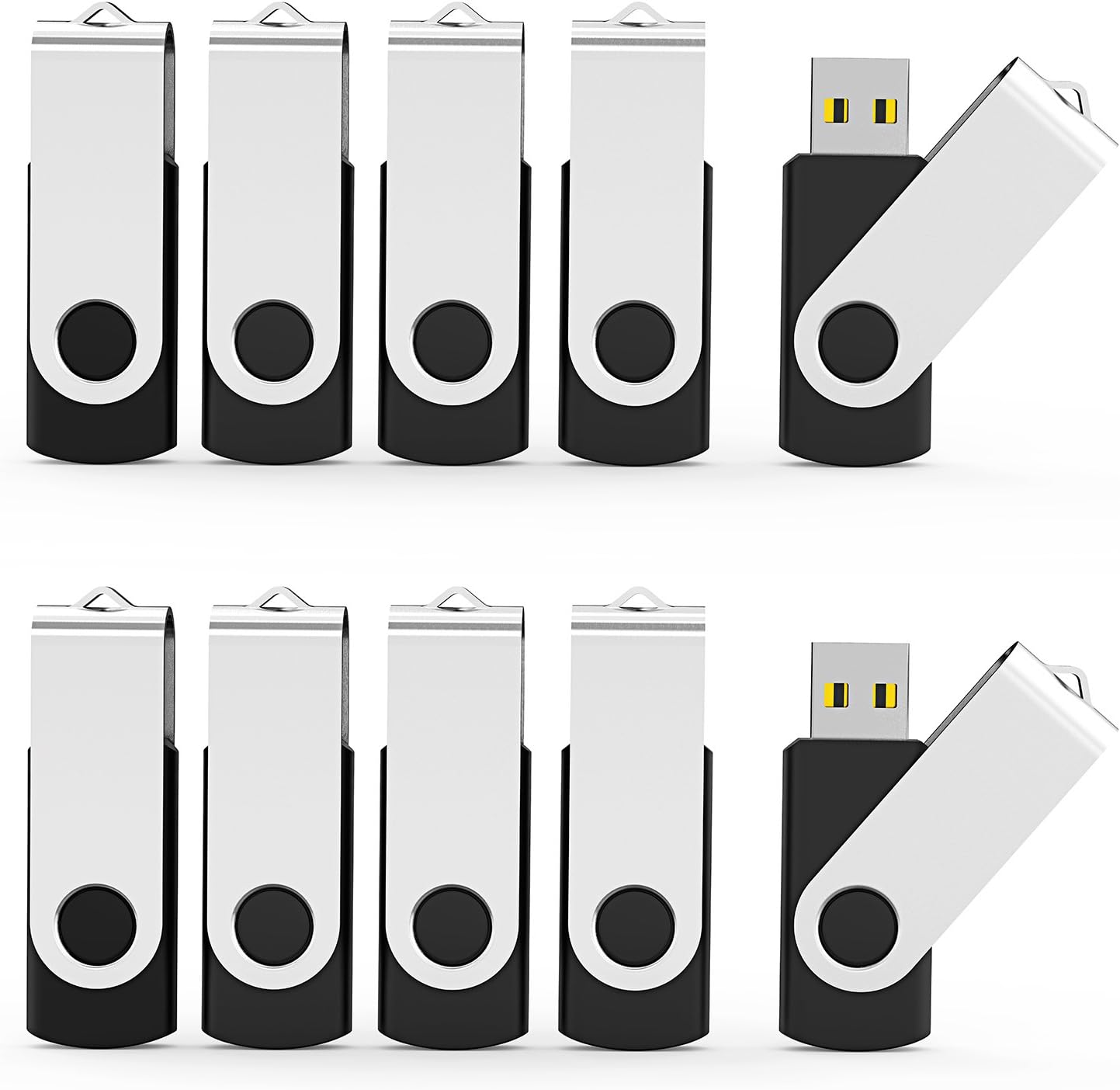 Aiibe 10 Pack 8GB USB Flash Drive Flash Drives USB 2.0 Thumb Drive Memory Stick Zip Drives Bulk (8GB, 10 Pack, Black)