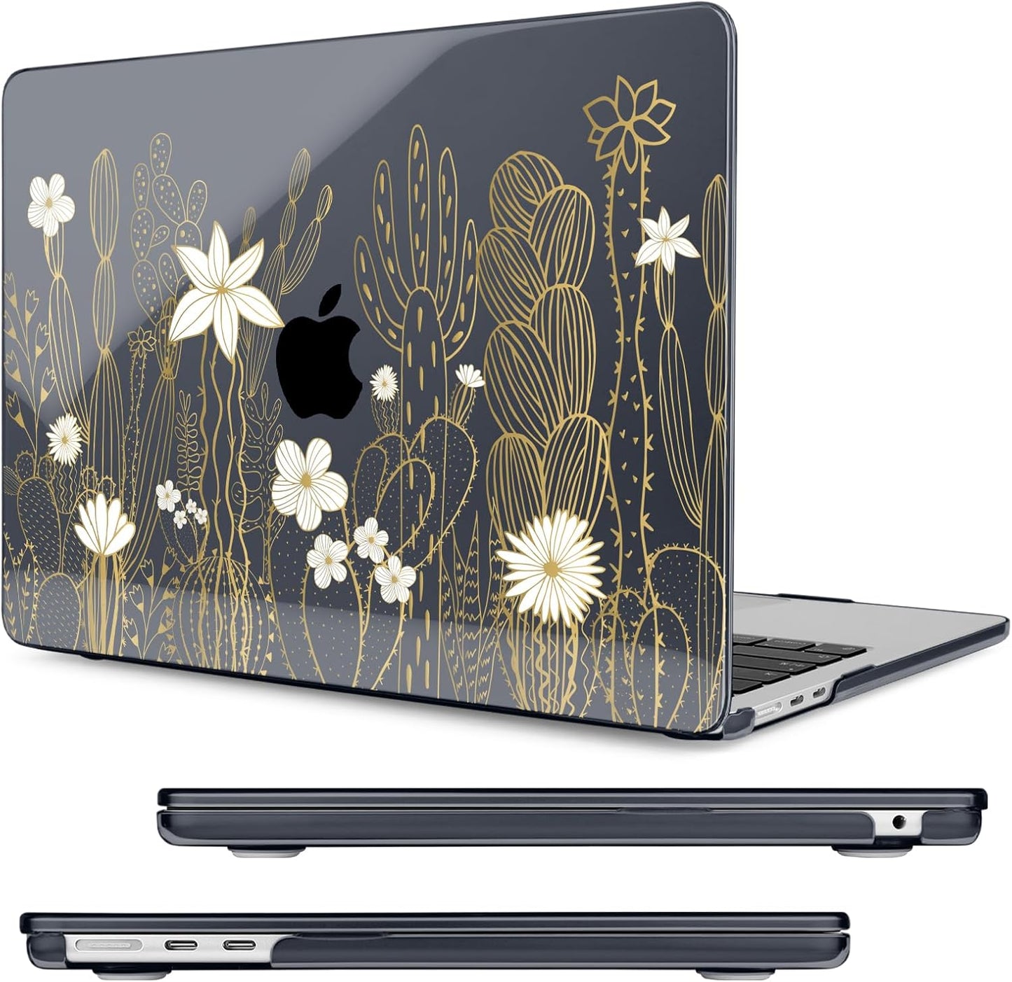 Compatible with MacBook Air 15 inch Case, M4 A3241/M3 A3114/M2 A2941 (Released 2025 to 2023), Hard Shell, Keyboard Cover, Screen Protector, Webcam Cover & Type-C Adapter, Cute Cactus