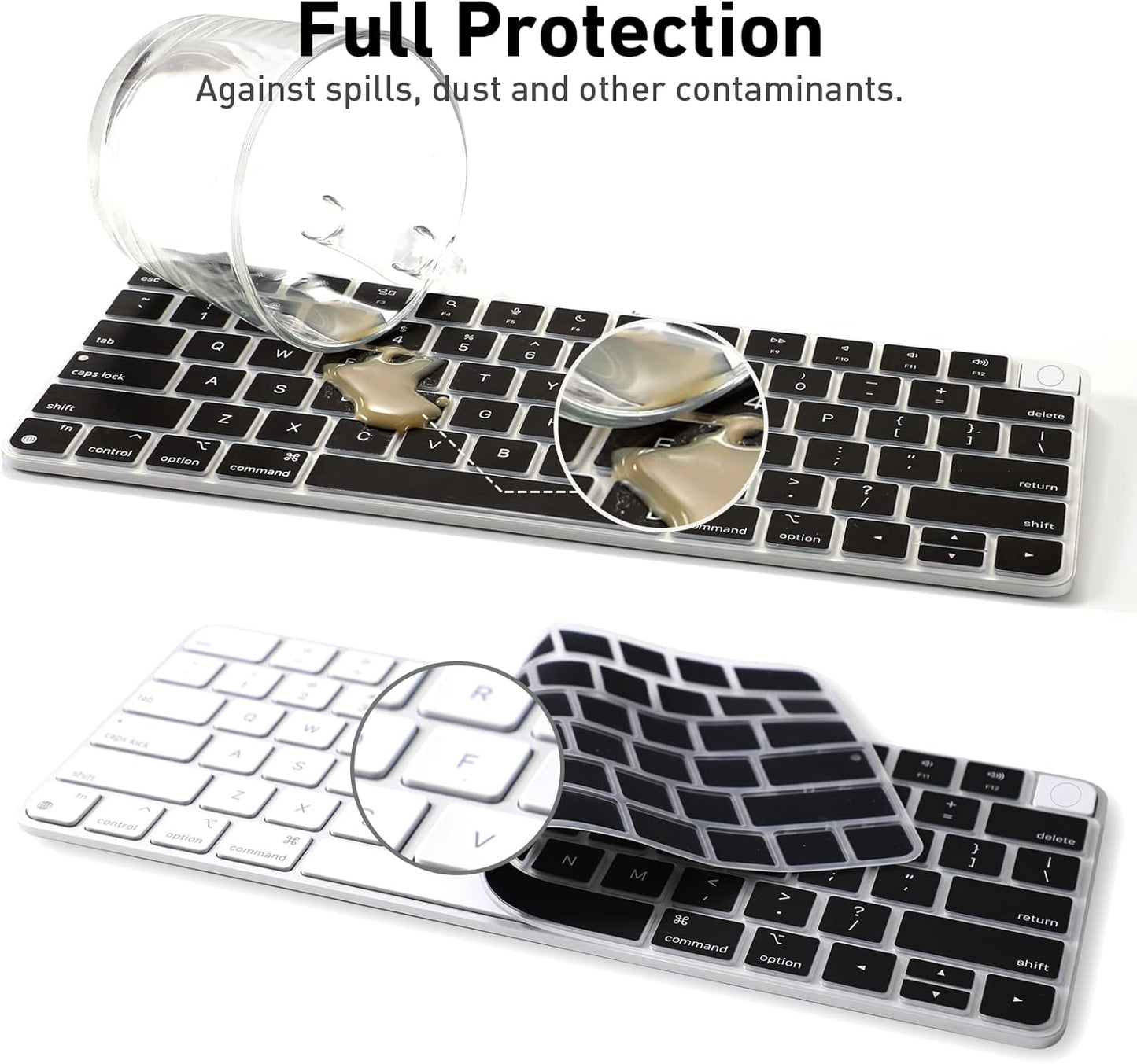 Allinside Silicone Keyboard Cover for iMac Magic Keyboard A2449/A2450, Protective Skin for iMac 24" Wireless Keyboard Released in 2021, US Layout, Black