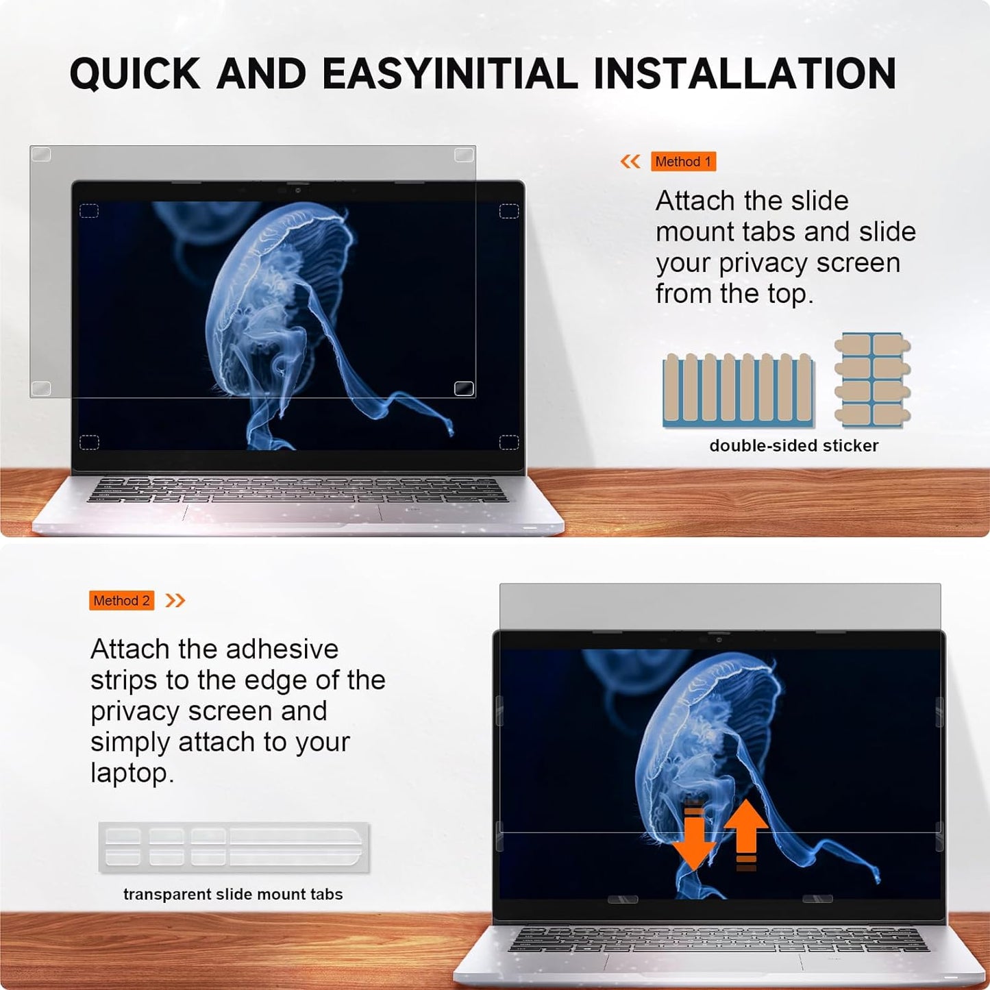 Mamol Laptop Privacy Screen 14 Inch for HP/Dell/Acer/Samsung/Asus/Lenovo/Toshiba, Removable 16:10 Aspect Privacy Filter Screen Protector, Anti Glare Blue Light Laptop Screen Shield 14 in