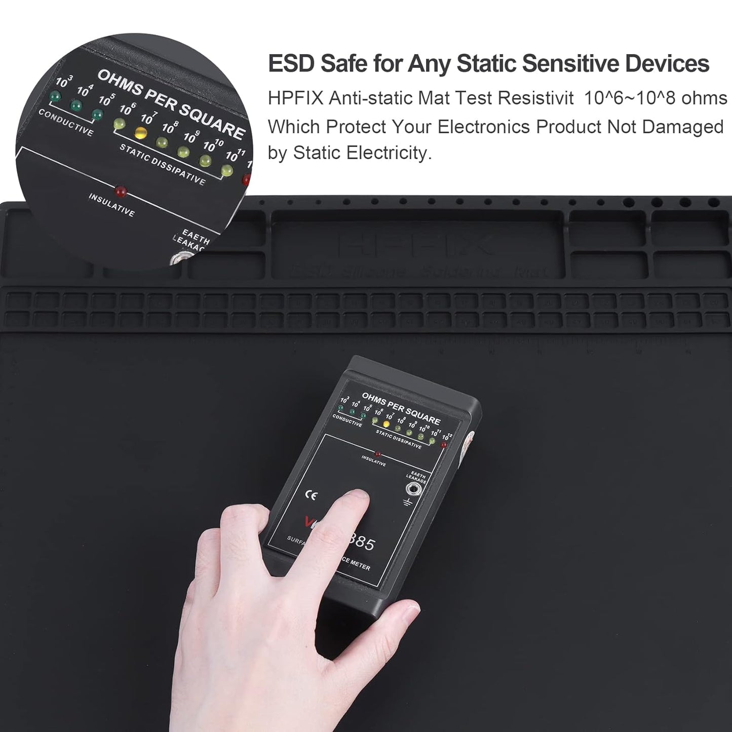 Anti Static Mat Includes ESD Wristband and Grounding Wire and Grounding Plug for Electronics Repair, Premium Heat Resistant ESD Safe Soldering Mat (17.7" x 13.6")