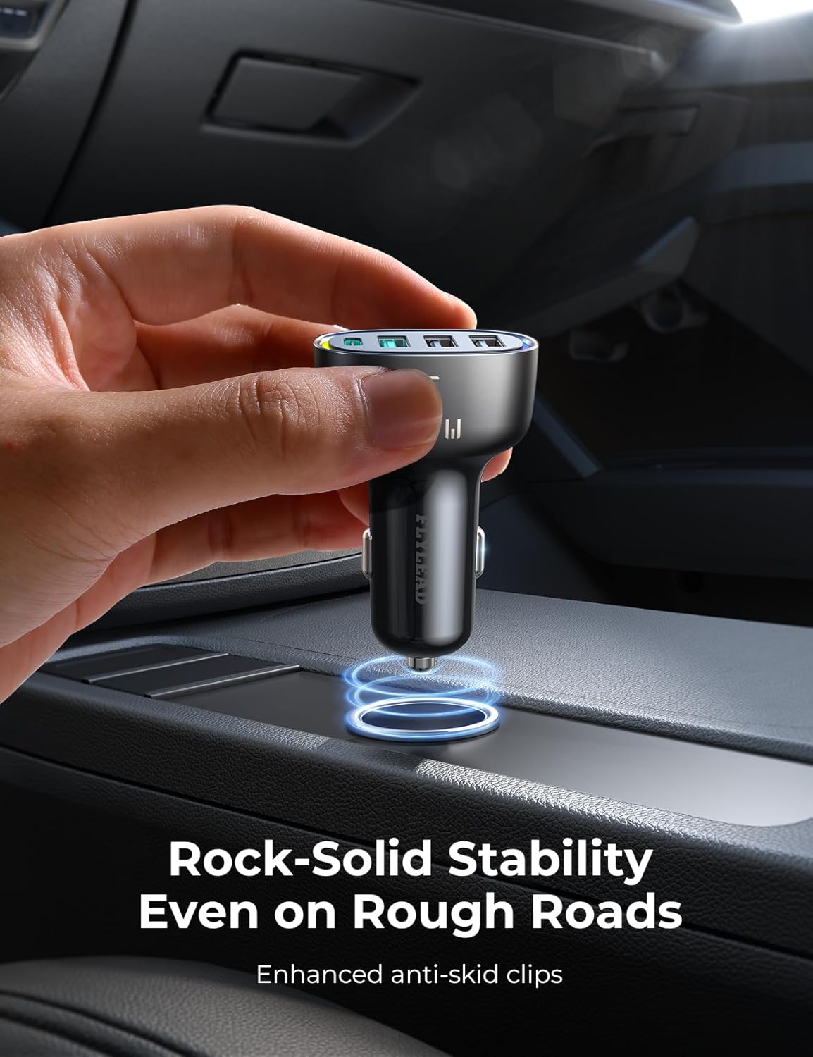 75W Car Charger USB C Cigarette Lighter Adapter 4-Port Fast Car Charger with 3.3ft 60W USB C Cable Fast Charging