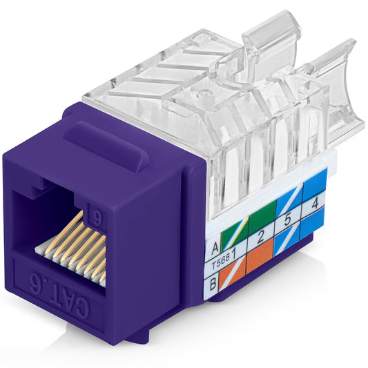 Everest 45° Angled RJ45 Cat6 Keystone Jacks 10-Pack in Purple - Slim Profile Female RJ45 Connectors - Cat 6 Keystone Jack - Compatible with 45° Angled Speed Termination Tool - 45Term (B0BL3GS7ZY)