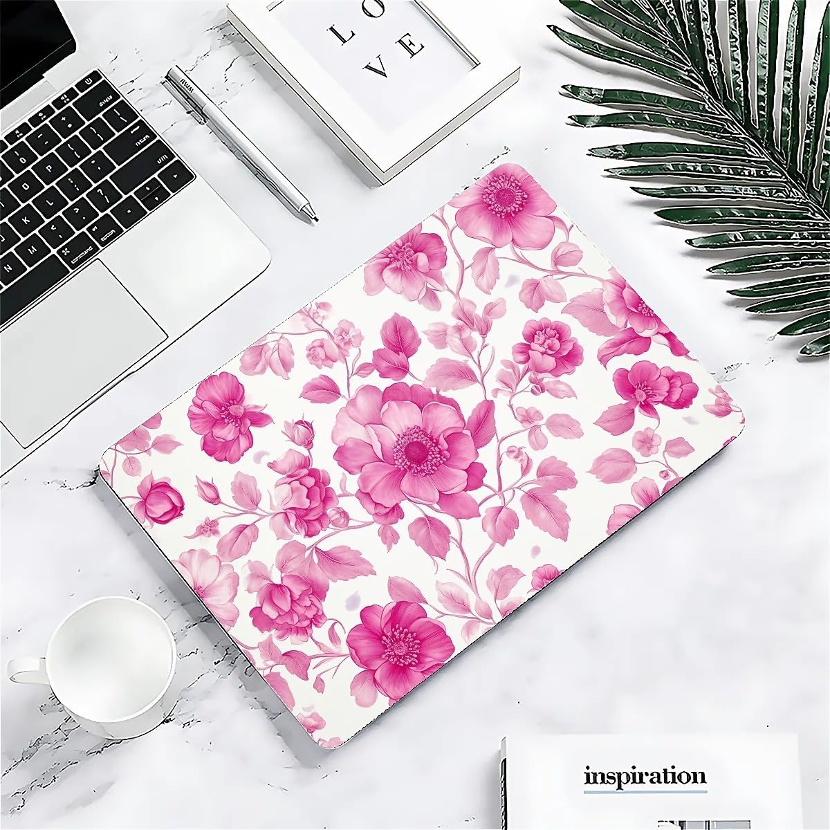Compatible with MacBook Air 13.3 13.6 Inch Case 2022 2021 2020 2019 Plastic Hard Shell Case Cover,13.6 Air (A2681) M2 2022, Pink Vintage Floral