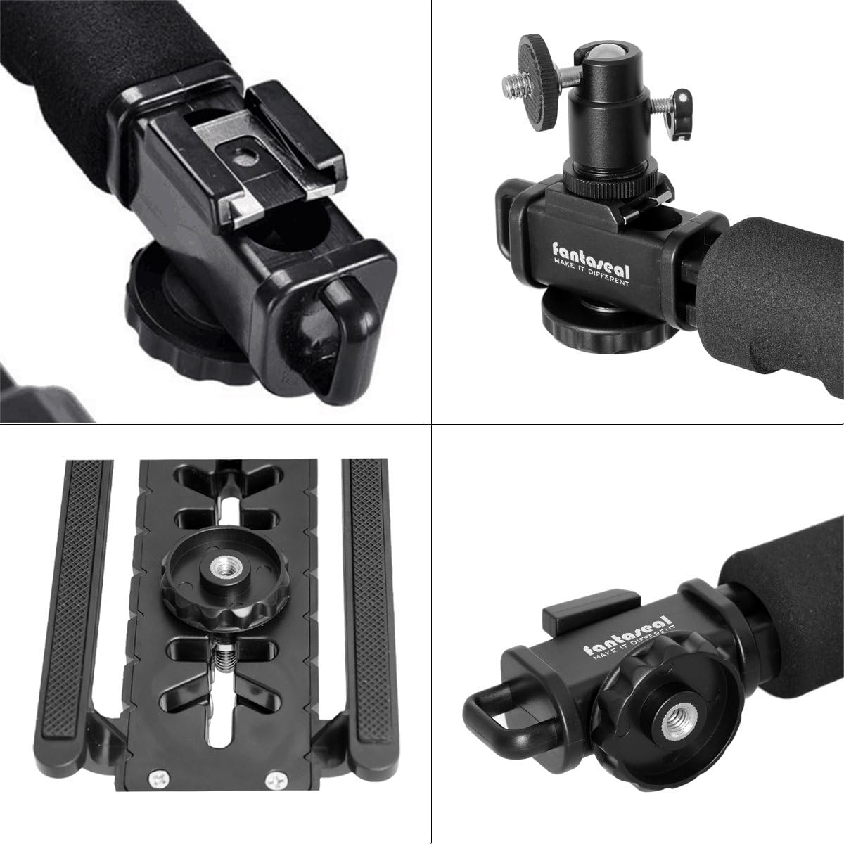 Fantaseal 4in1 DSLR/Mirrorless/Action Camera +Camcorder +Smartphone Stabilizer Holder We-Media YouTube Vlog Low Position Video Rig Mount Fit for GoPro Sony DJI OSMO Action Nikon Canon iPhone Samsung