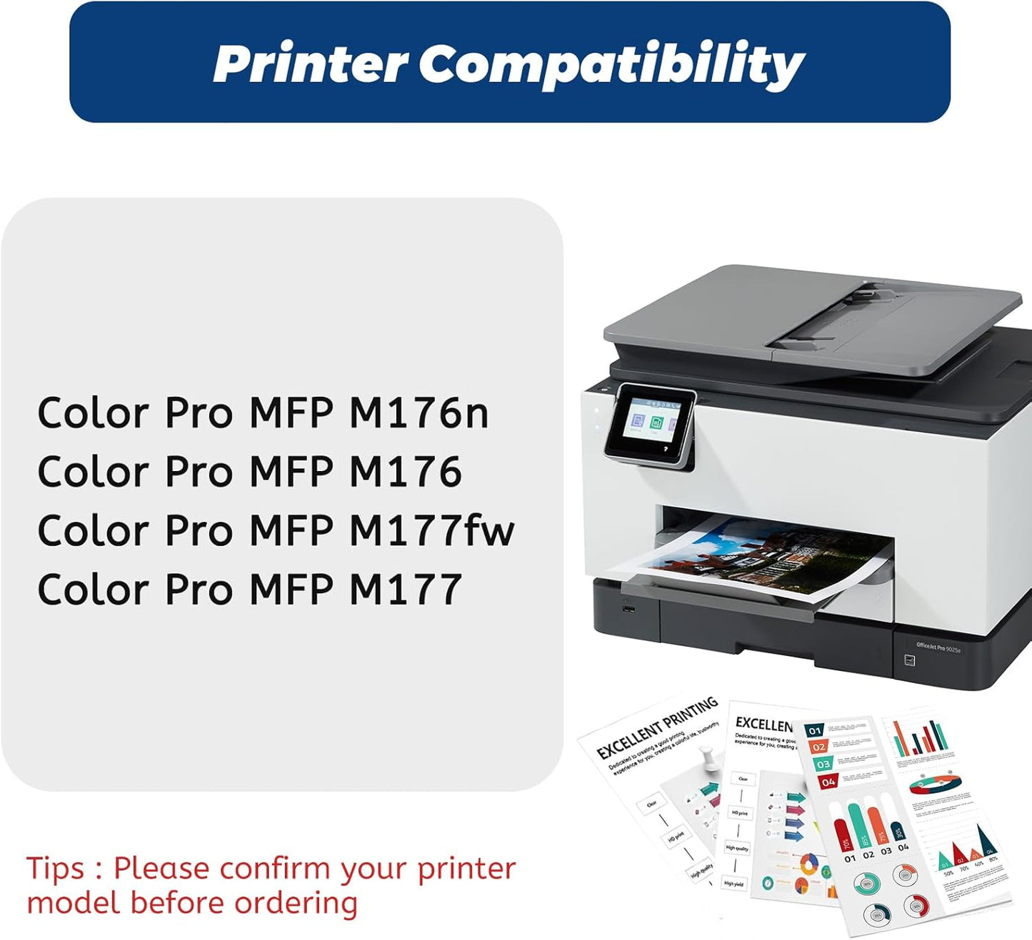 130A Toner Cartridge,Compatible Replacement for HP 130 A CF350A CF351A CF352A CF353A for HP Color Laserjet Pro MFP M177fw M176n M177 M176 Printer,Black Cyan Yellow Magenta,4 Pack