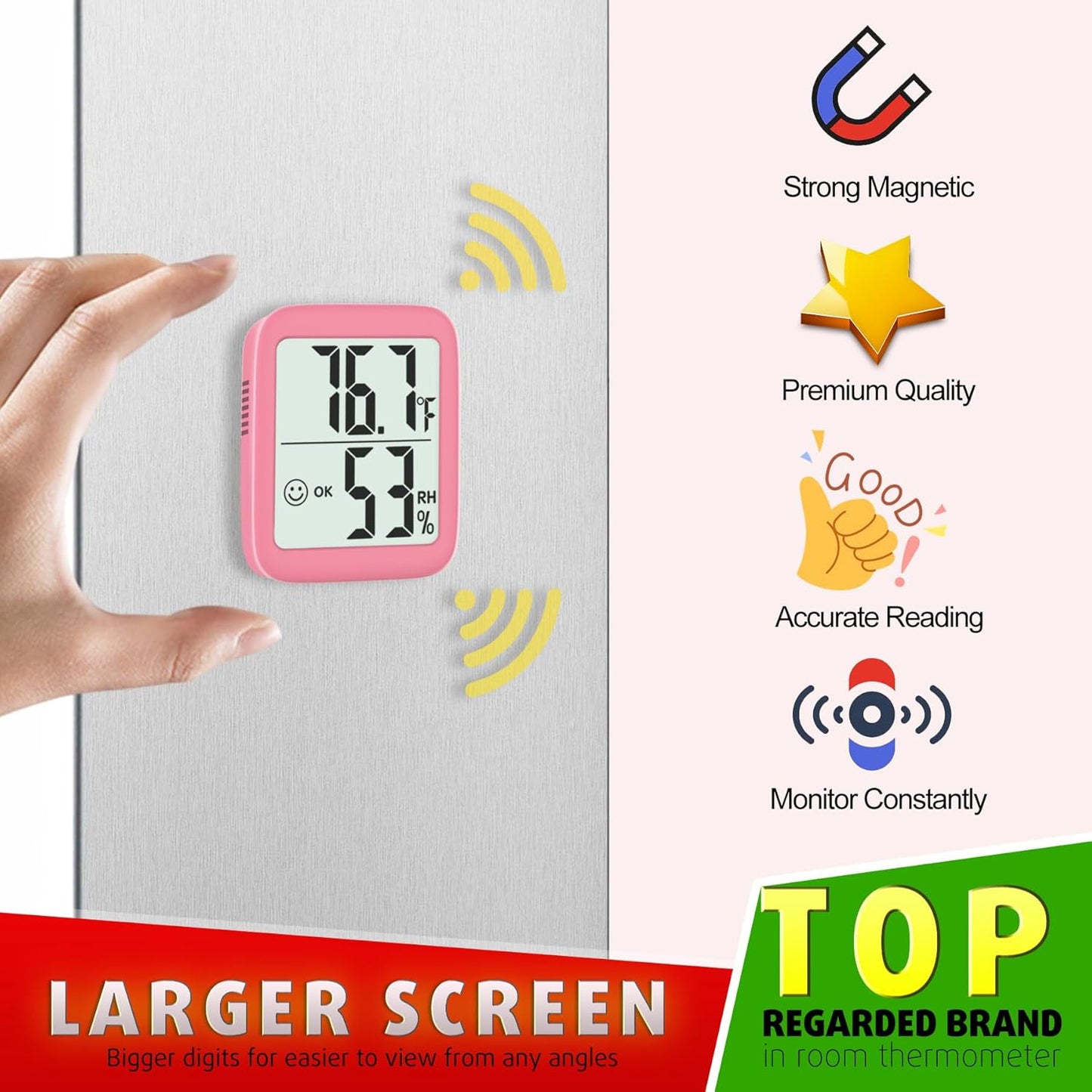 Antonki 2 Pack Room Thermometer for Home, Indoor Hygrometer Humidity Meter Gauge, Digital Temperature and Humidity Sensor Monitor for House, Terrarium, Incubator, Greenhouse - Battery Included