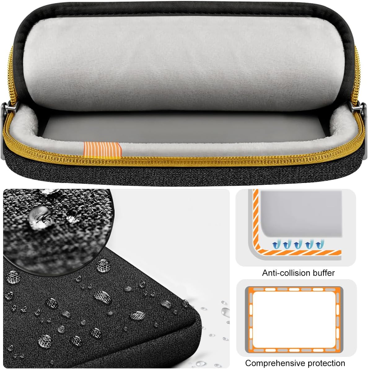 Hseok Laptop Case 15 15.6 16 inch Sleeve with Handle and Hidden Strap,Compatible with MacBook Pro 15.4 16, 360° Protective PC Briefcase with 4 Pockets for Laptop Accessory,Easy to Carrying,Yellow