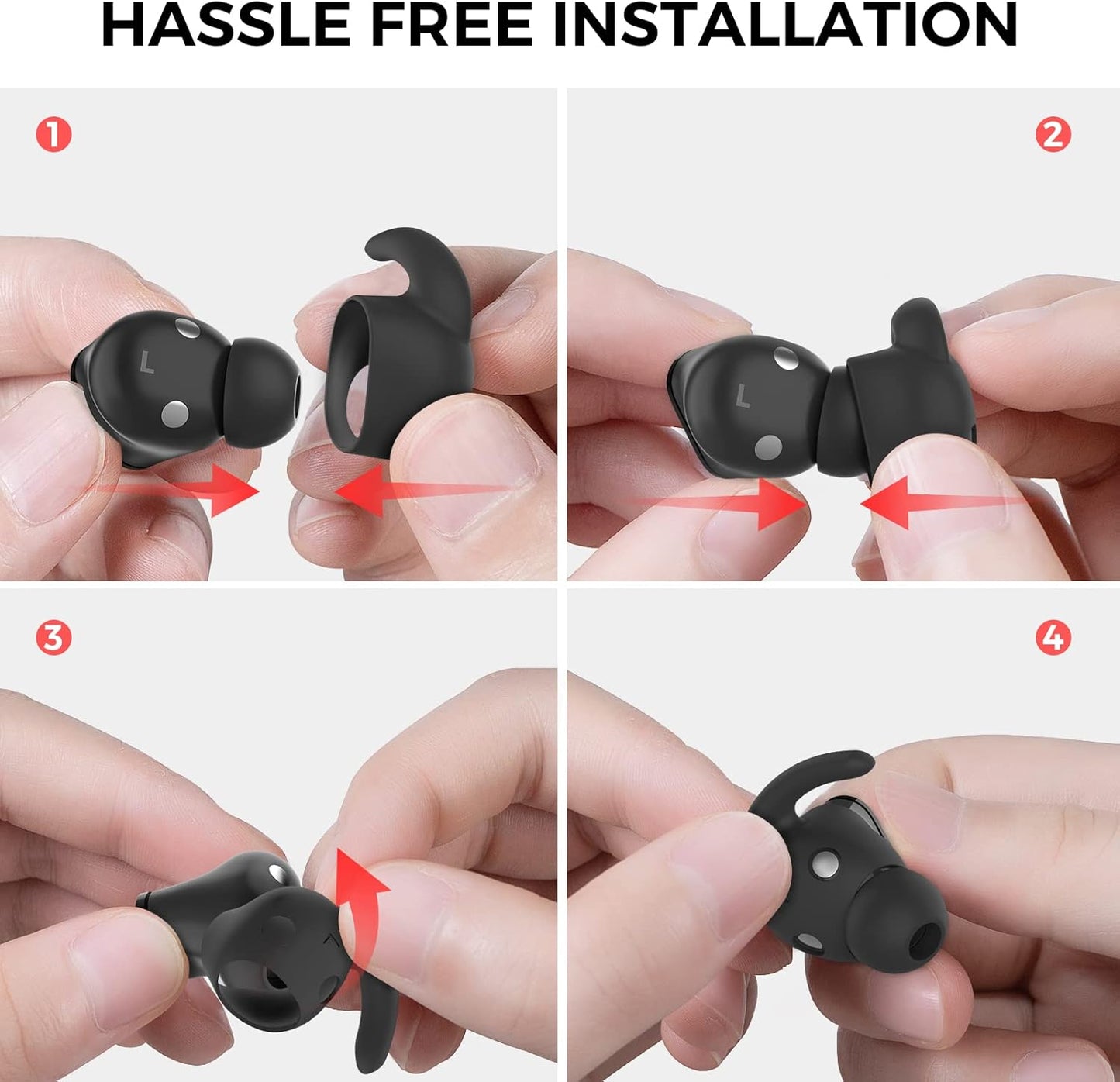 AhaStyle 3 Pairs Beats Studio Buds Ear Hooks Anti-Slip Ear Covers Silicone Accessories【Not Fit in The Charging Case】 Compatiable with New Beats Studio Buds 2021 (Black)