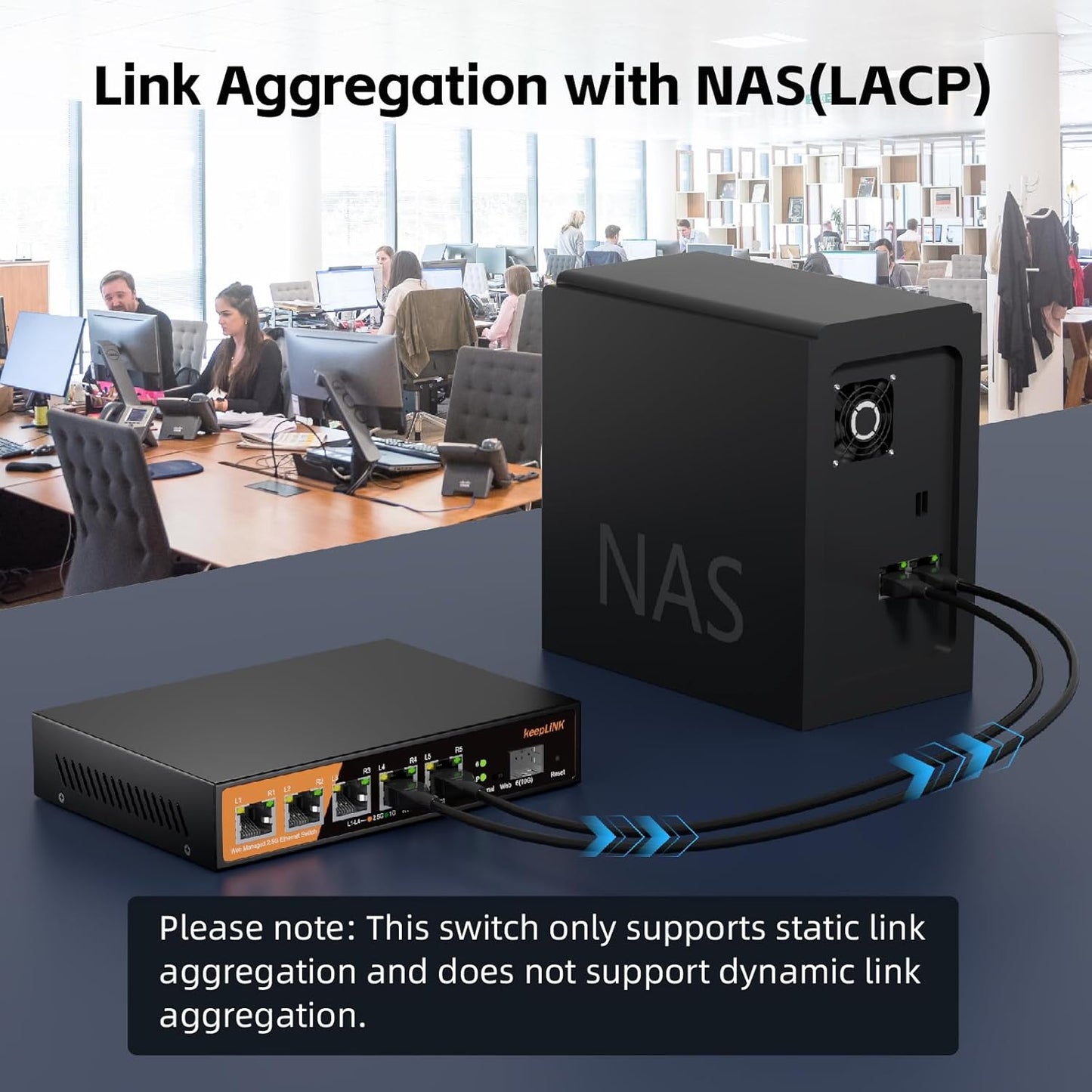 6 Port 2.5G Web Smart Managed Ethernet Switch with 5 x 2.5G Base-T Ports, 1 x 10G SFP+, Static Aggregation, QoS/VLAN/IGMP, Metal Housing Fanless, Desktop/Wall-Mount