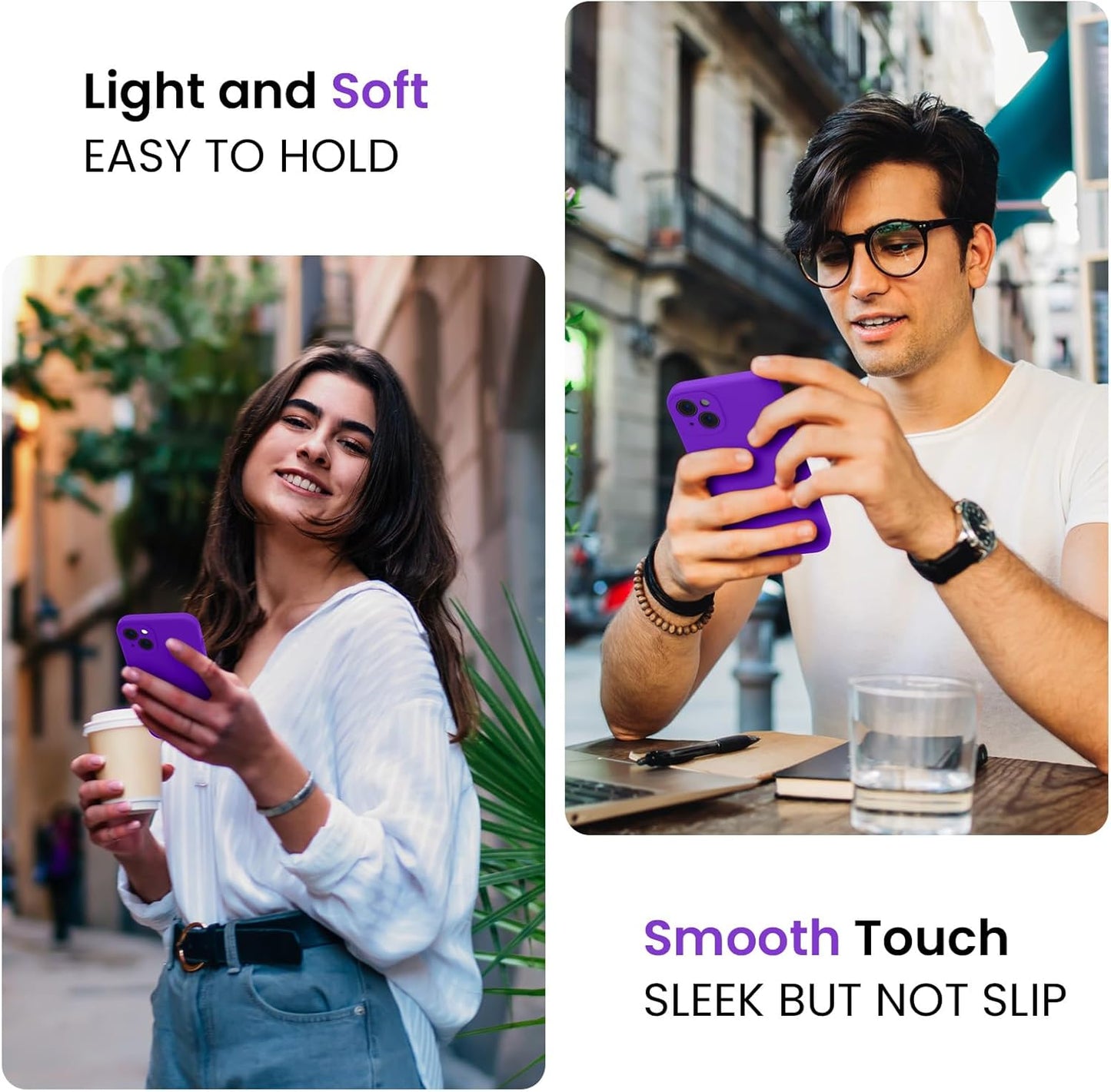 FireNova Designed for iPhone 13 Case, Silicone Upgraded [Camera Protection] Phone Case with [2 Screen Protectors], Soft Anti-Scratch Microfiber Lining Inside, 6.1 inch, Neon Purple