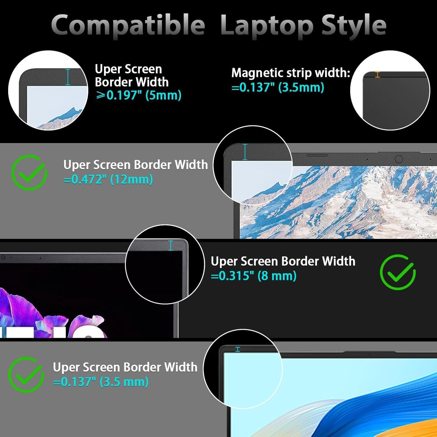 FILMEXT Magnetic Laptop privacy screen 13.3 inch for 16:9 Widedisplay, Removable Laptop Privacy Screen Shield Anti Glare Blue Light Filter for HP/Dell/Acer/Lenovo/Asus