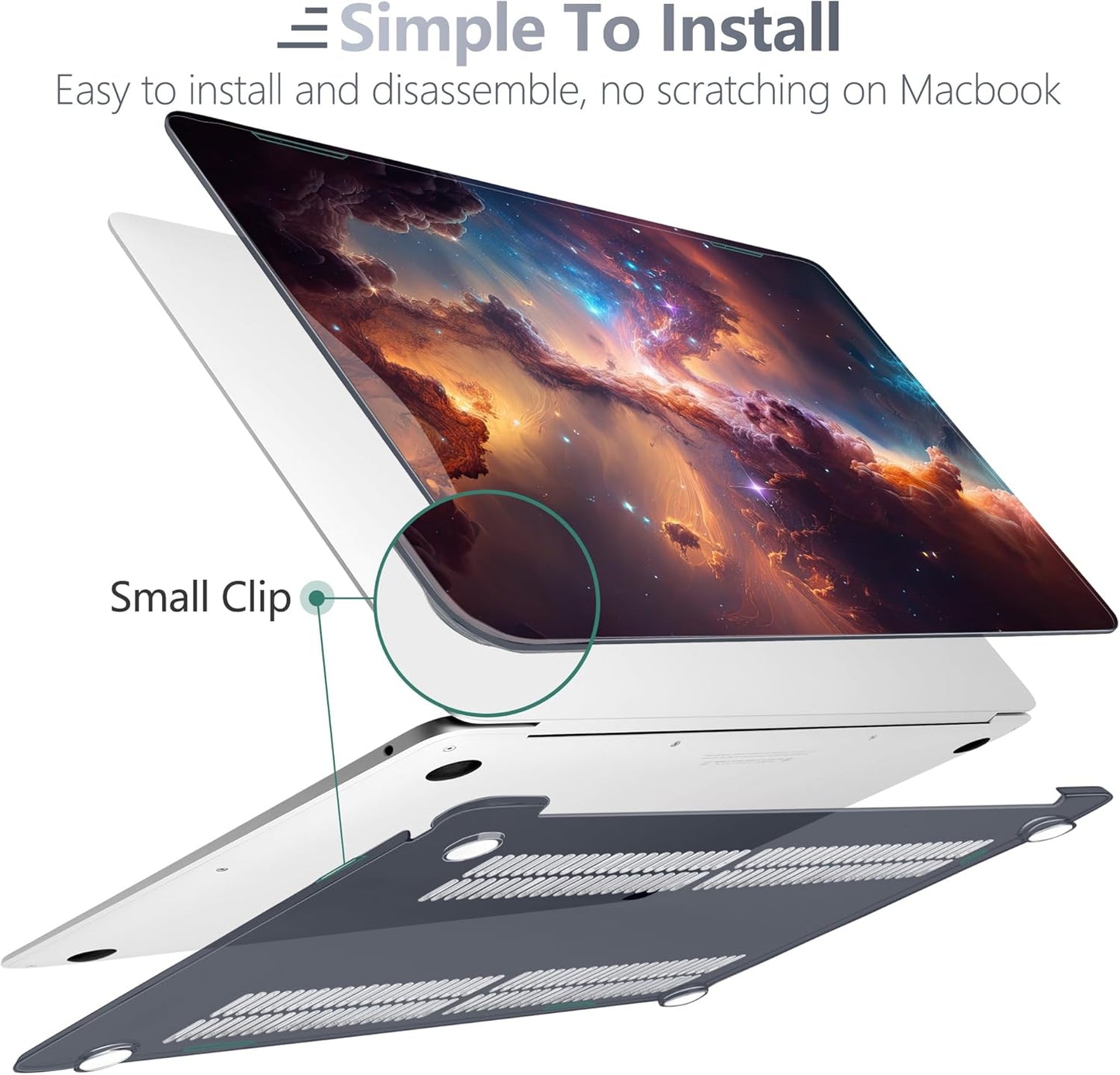 Batianda Case for M1 MacBook Air 13 Inch Model A2337 A2179 A1932 2021 2020 2019 Release,3D Painted Creative Series Design Hard Shell with Keyboard Cover & Screen Protector, Nebula