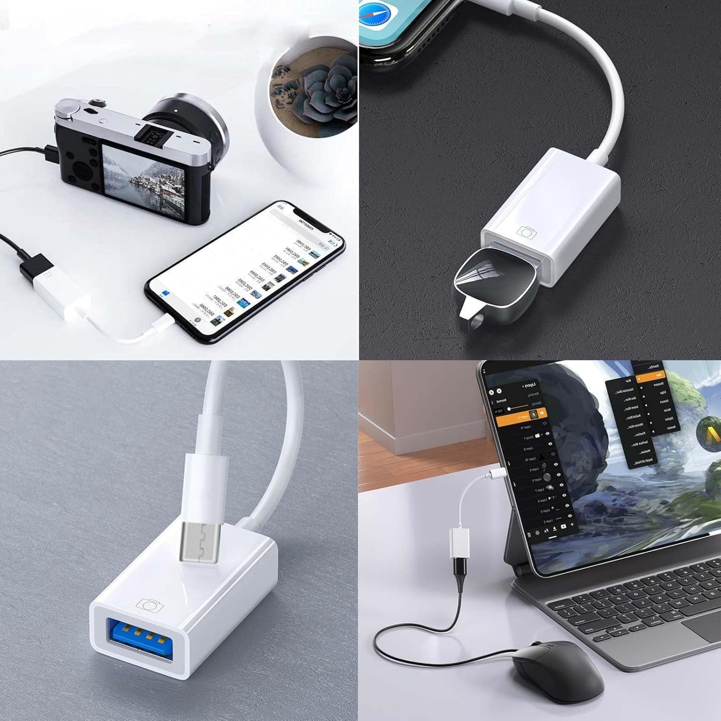 2Pack USB-C to USB 3.0 Adapter, USB C Male to USB Female OTG Adapter,Thunderbolt3 to USBA Adapter Compatible with MacBook Pro/Air, iPad Pro, iPhone 16 Pro Max/15, Galaxy S25/S24/S23/S22