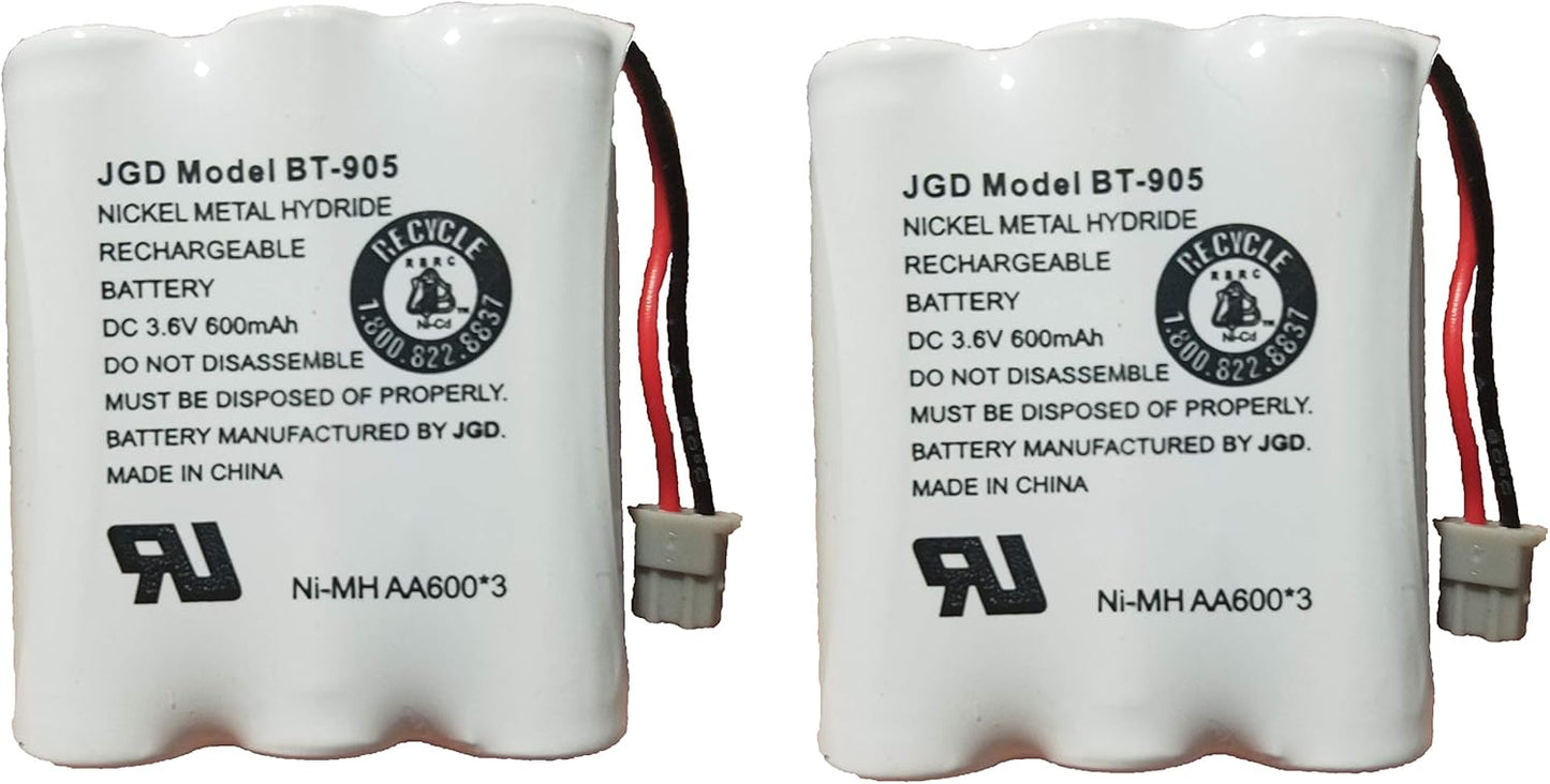 JGD BT-905 BT-800 BBTY0663001 Battery Compatible with Uniden BT905 BT800 BT-1006 BP-905 BBTY-0444001 BBTY-0449001 Panasonic P-P501 P-P508 AT&T 200 24032 Cordless Telephones (2-Pack)