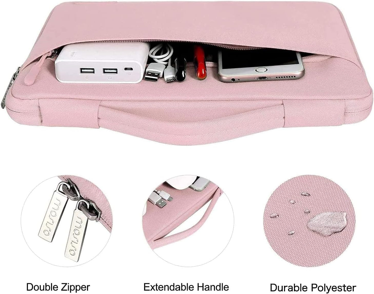 MOSISO Compatible with MacBook Air 13 inch Case 2025 2024 2023 2022 M4 A3240 M3 A3113 M2 A2681, Hard Shell&Sleeve Bag&Keyboard Skin&Webcam Cover&Screen Film for MacBook Air 13.6 inch, Baby Pink